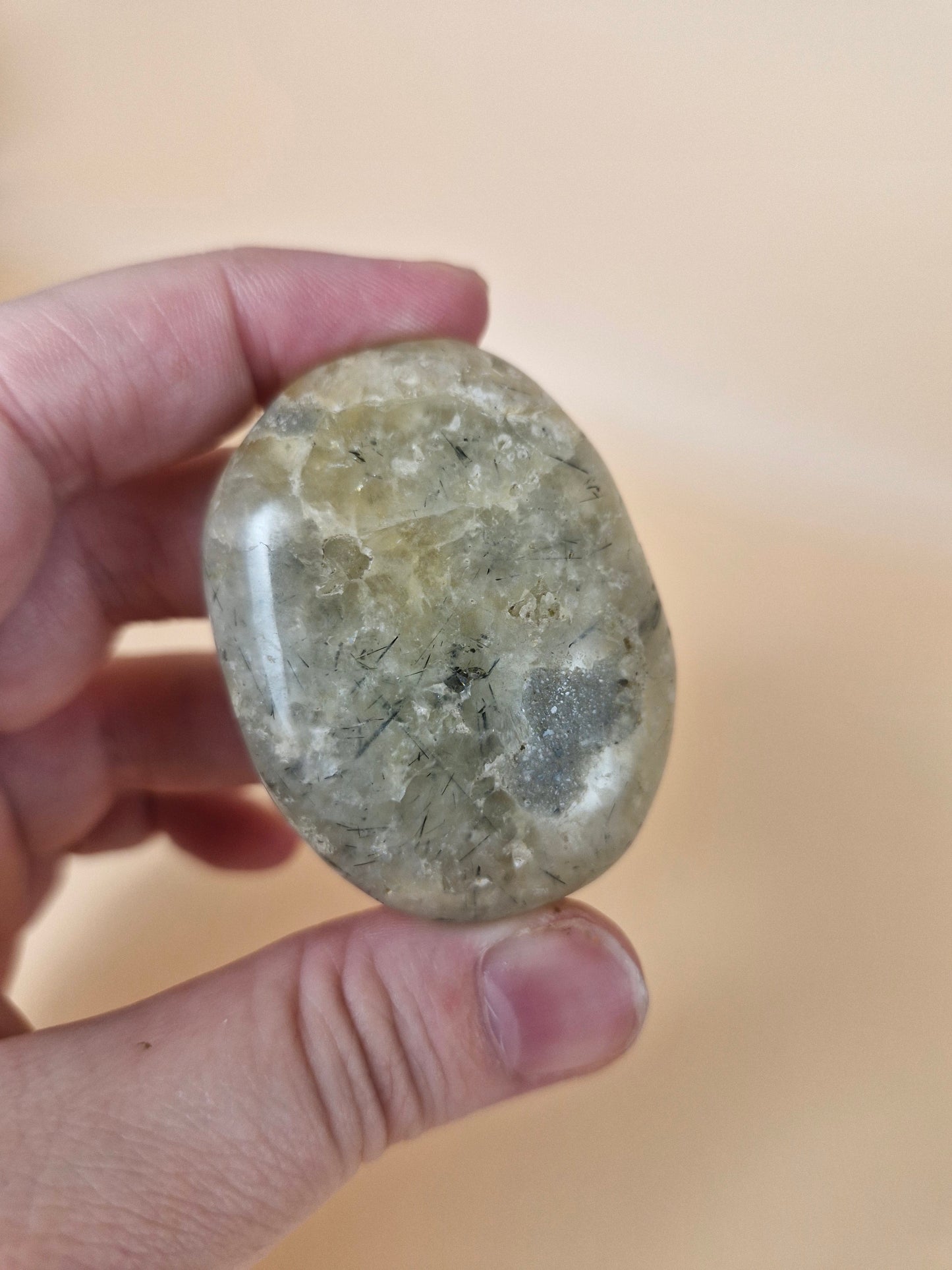 Epidote in Prehnite Palm Stone (code CC)
