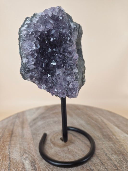 Amethyst cluster on stand