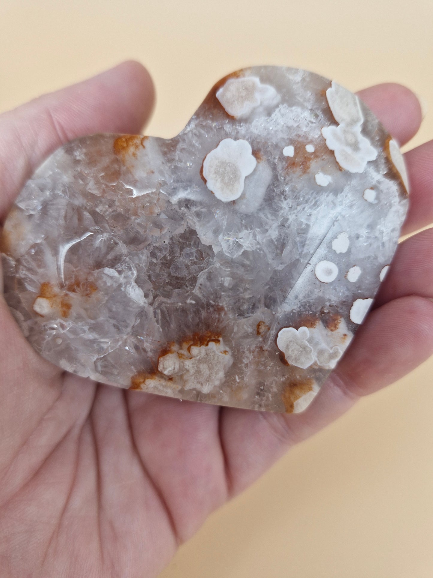 Pink Amethyst Flower Agate Heart (code PF2)