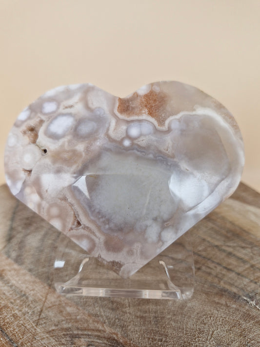 Pink Amethyst Flower Agate Heart (code PF3)