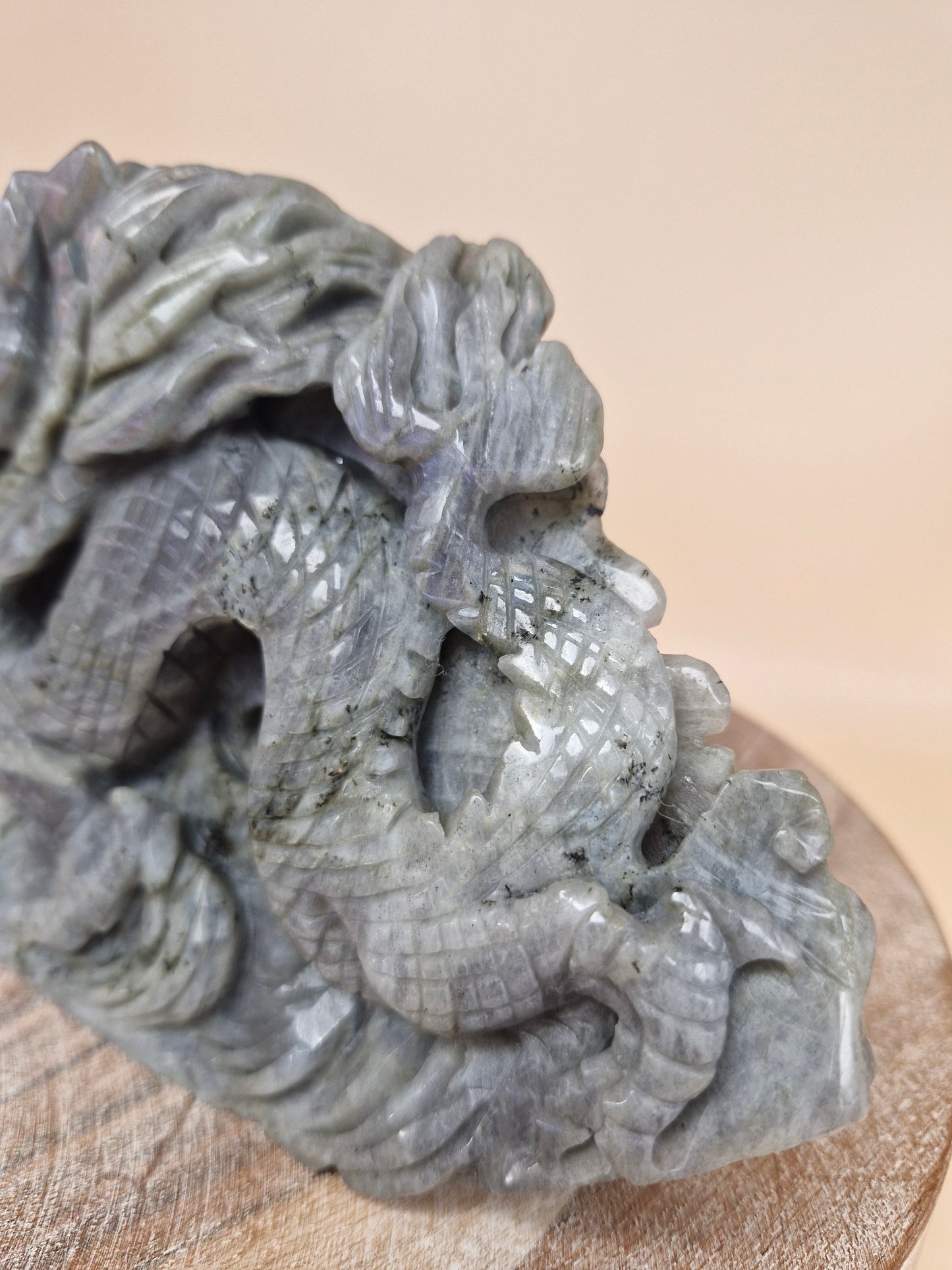 Labradorite Chinese Water Dragon Carving