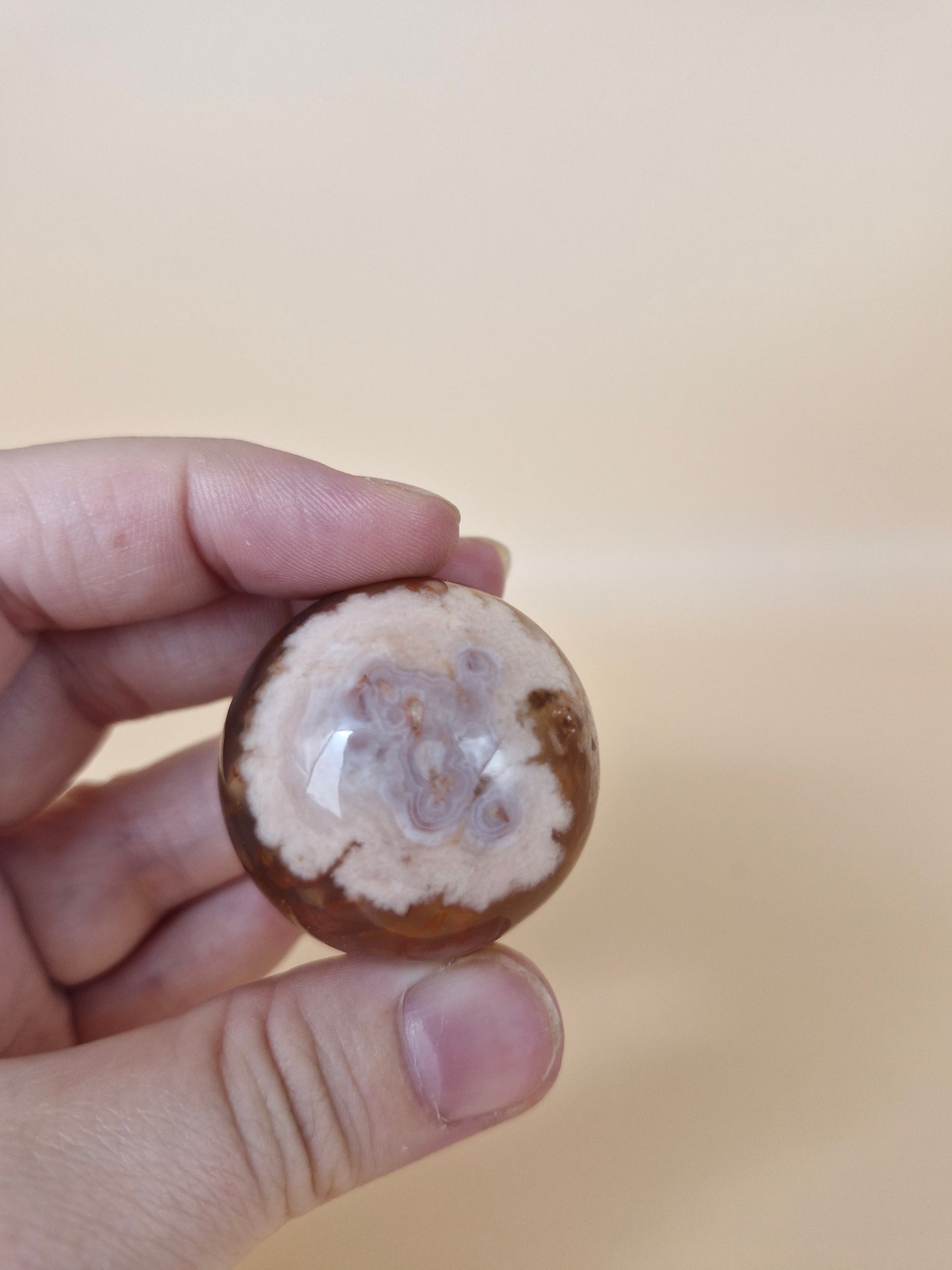 Carnelian & Flower Agate Sphere - small