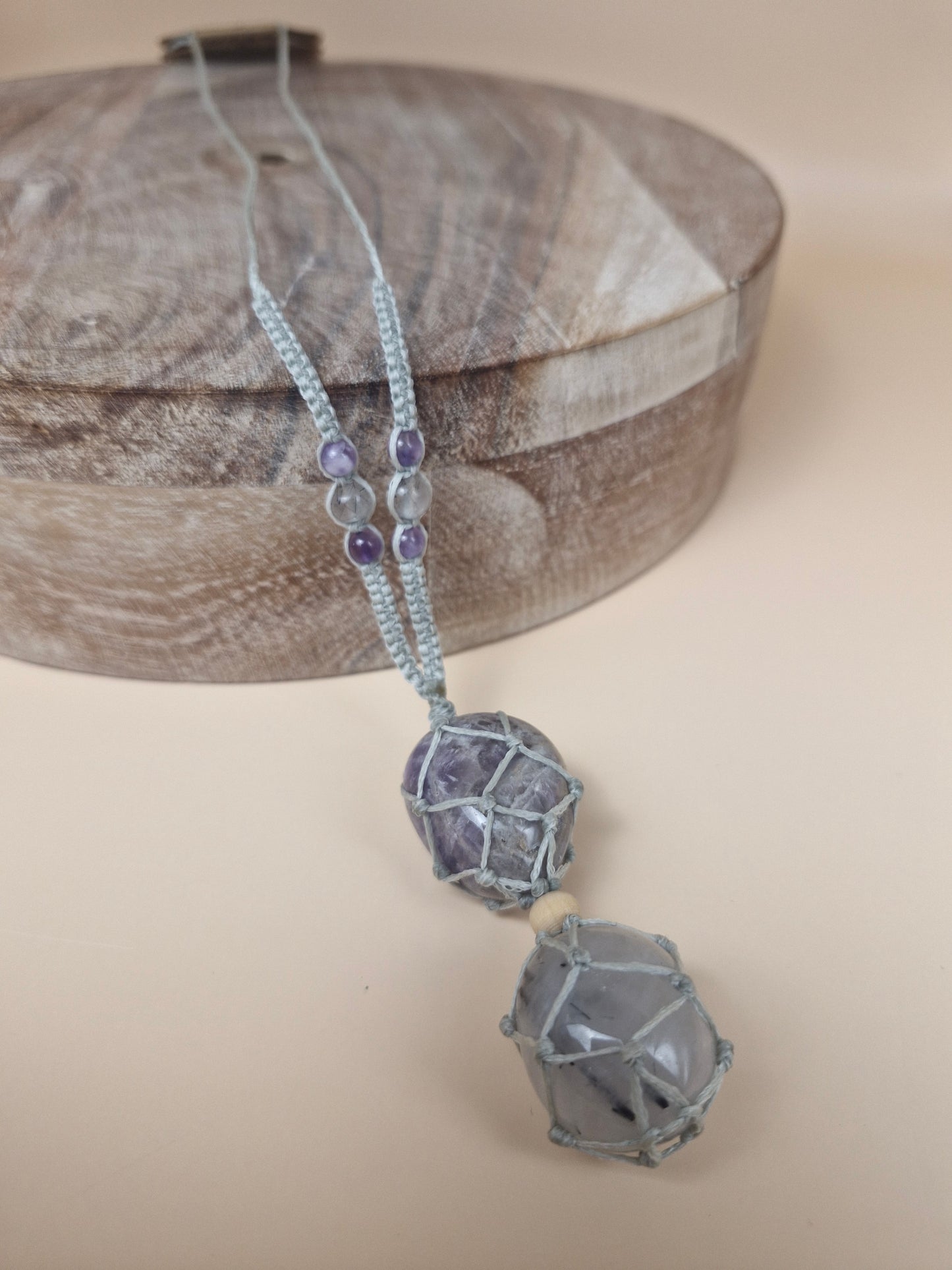 Macramé Tourmaline in Quartz & Amethyst Necklace