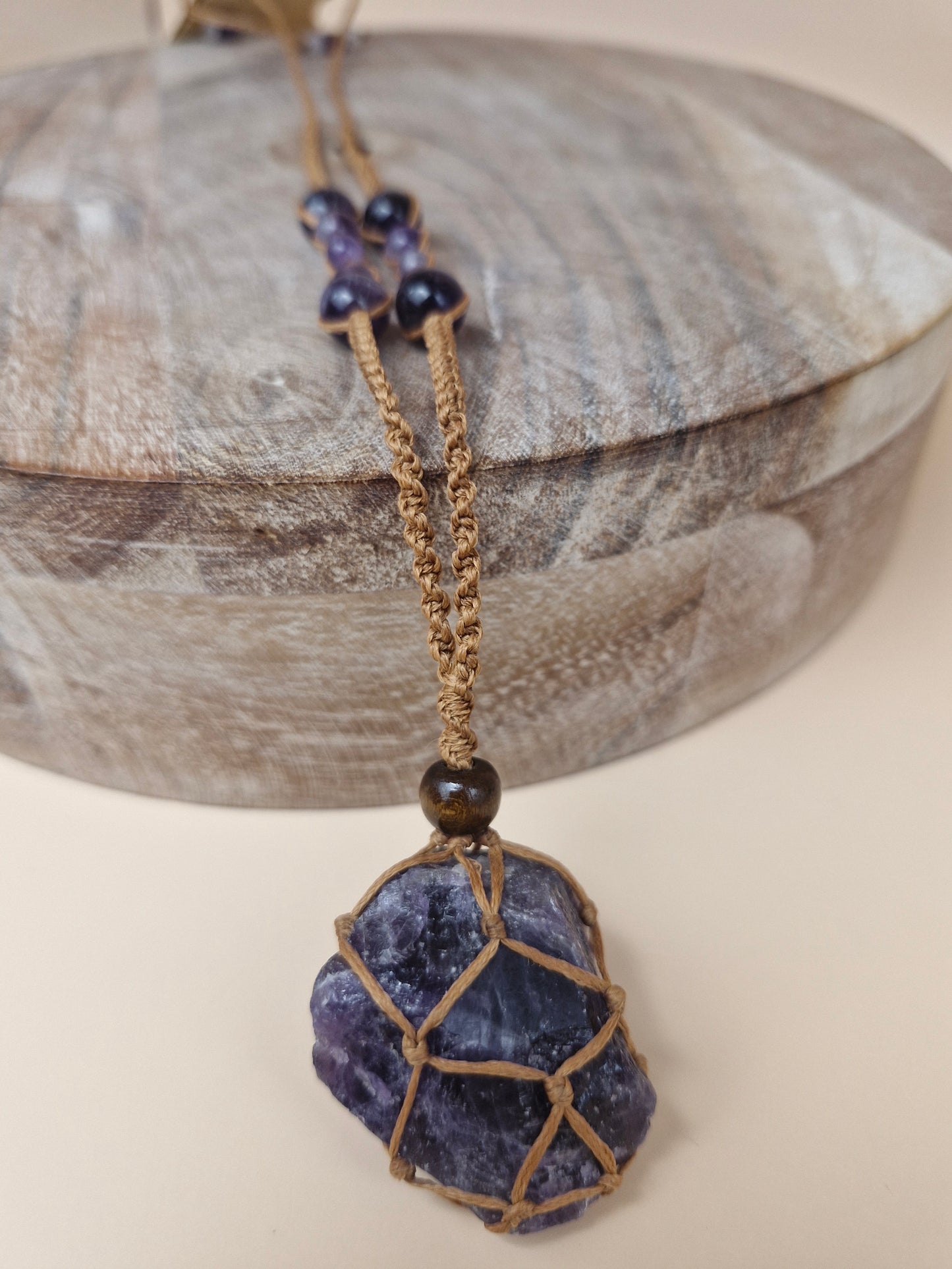 Macramé Raw Amethyst Necklace