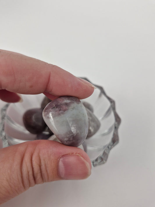 Pink Tourmaline on Quartz Tumble