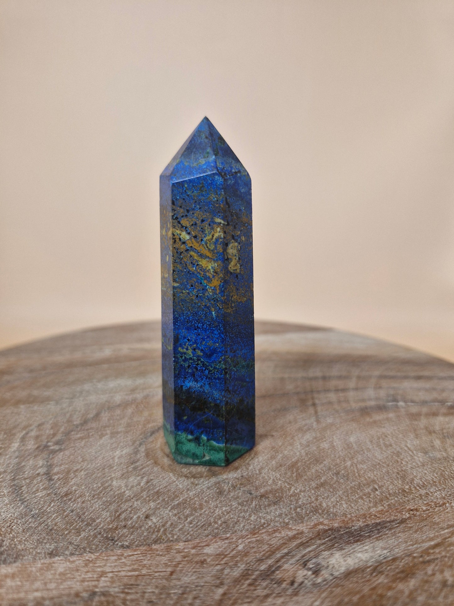 Azurite with Malachite Point