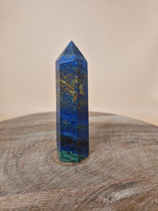 Azurite with Malachite Point