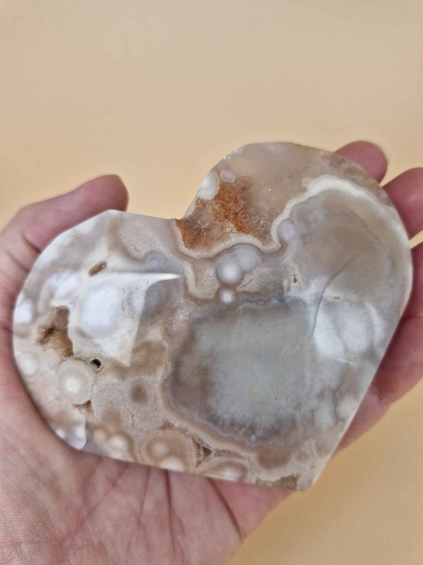 Pink Amethyst Flower Agate Heart (code PF3)