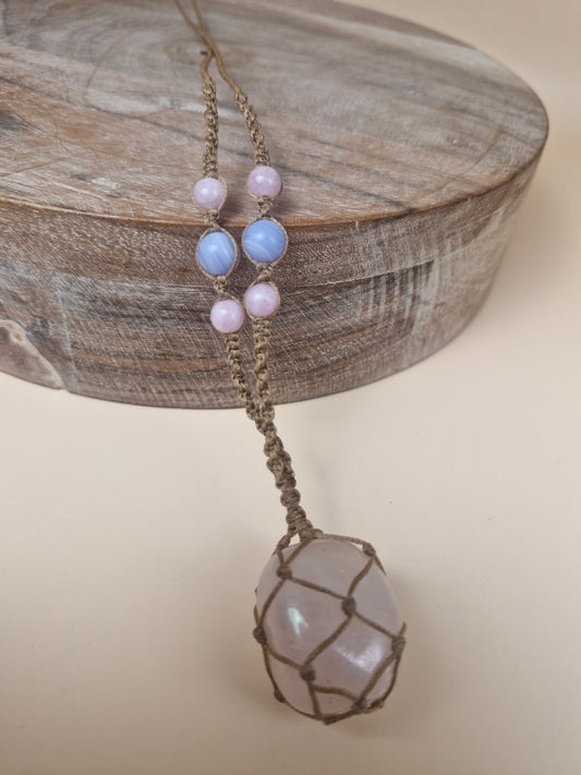 Macramé Rose Angel Aura Necklace
