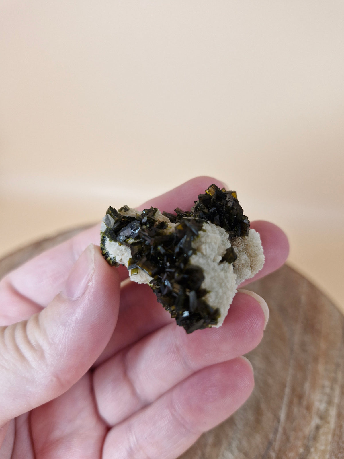 Mini Epidote on Quartz Matrix (code E12)