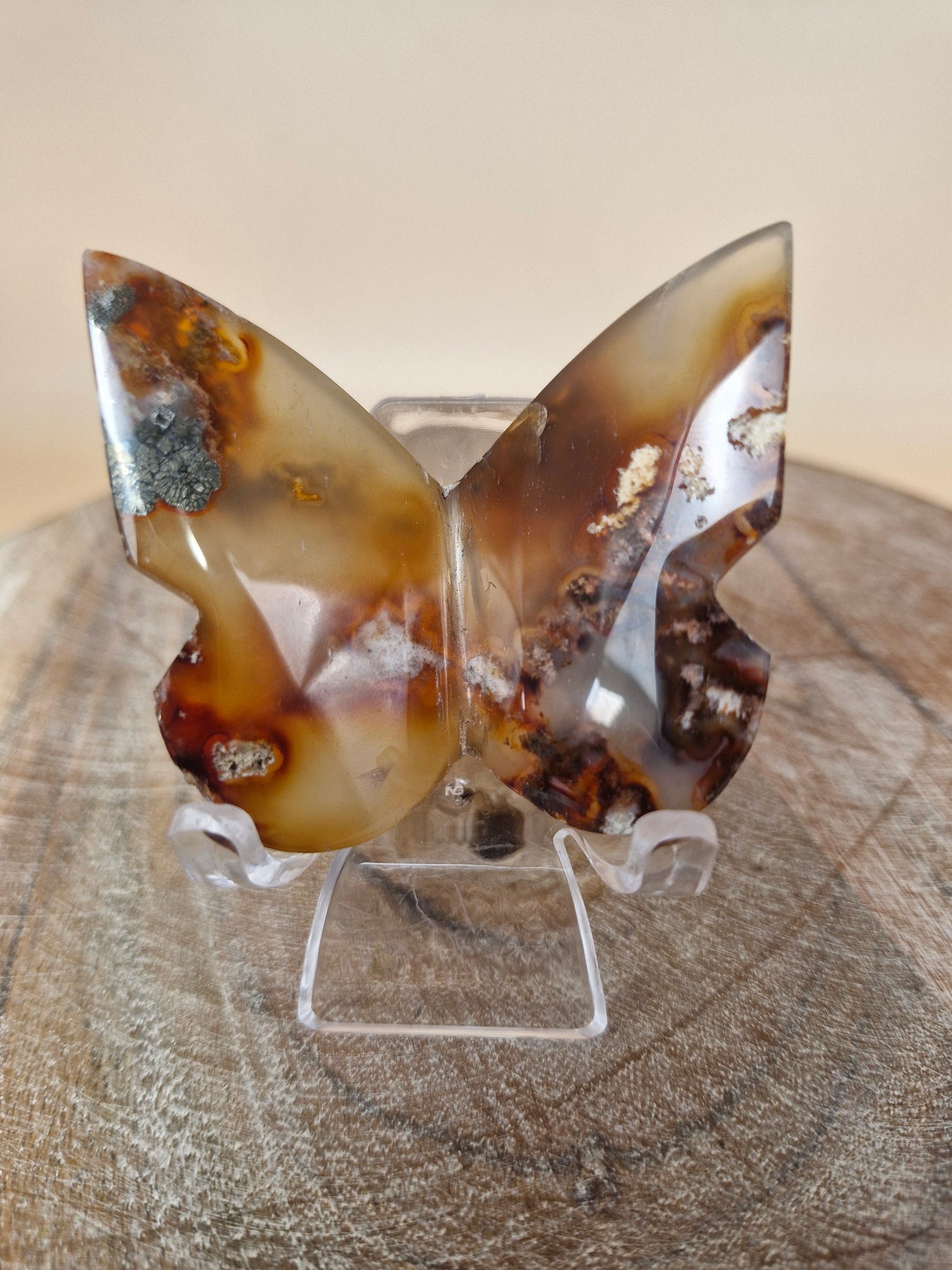 Carnelian Moss Agate Butterfly Carving (code B6)