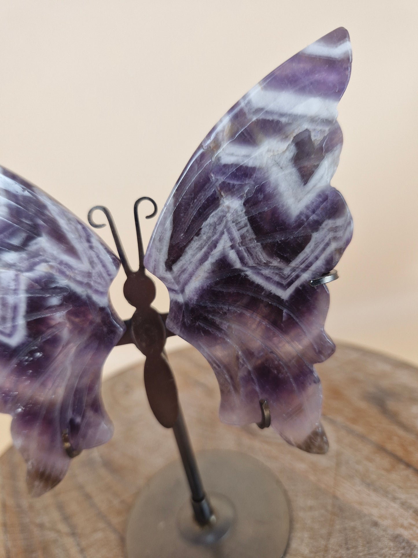 Chevron Amethyst Butterfly Carving with Stand