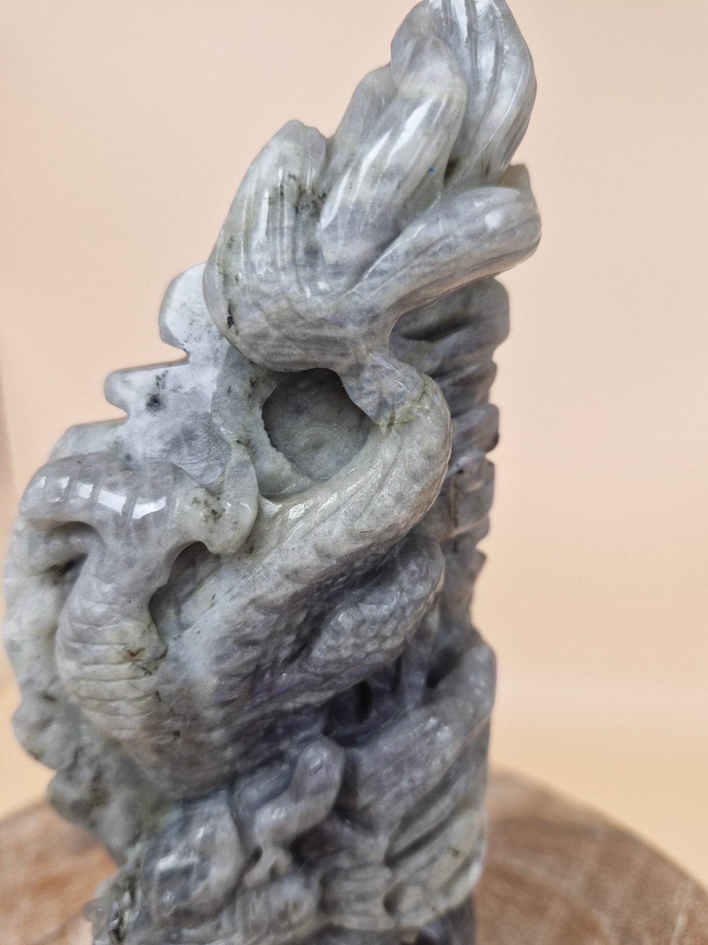 Labradorite Chinese Water Dragon Carving