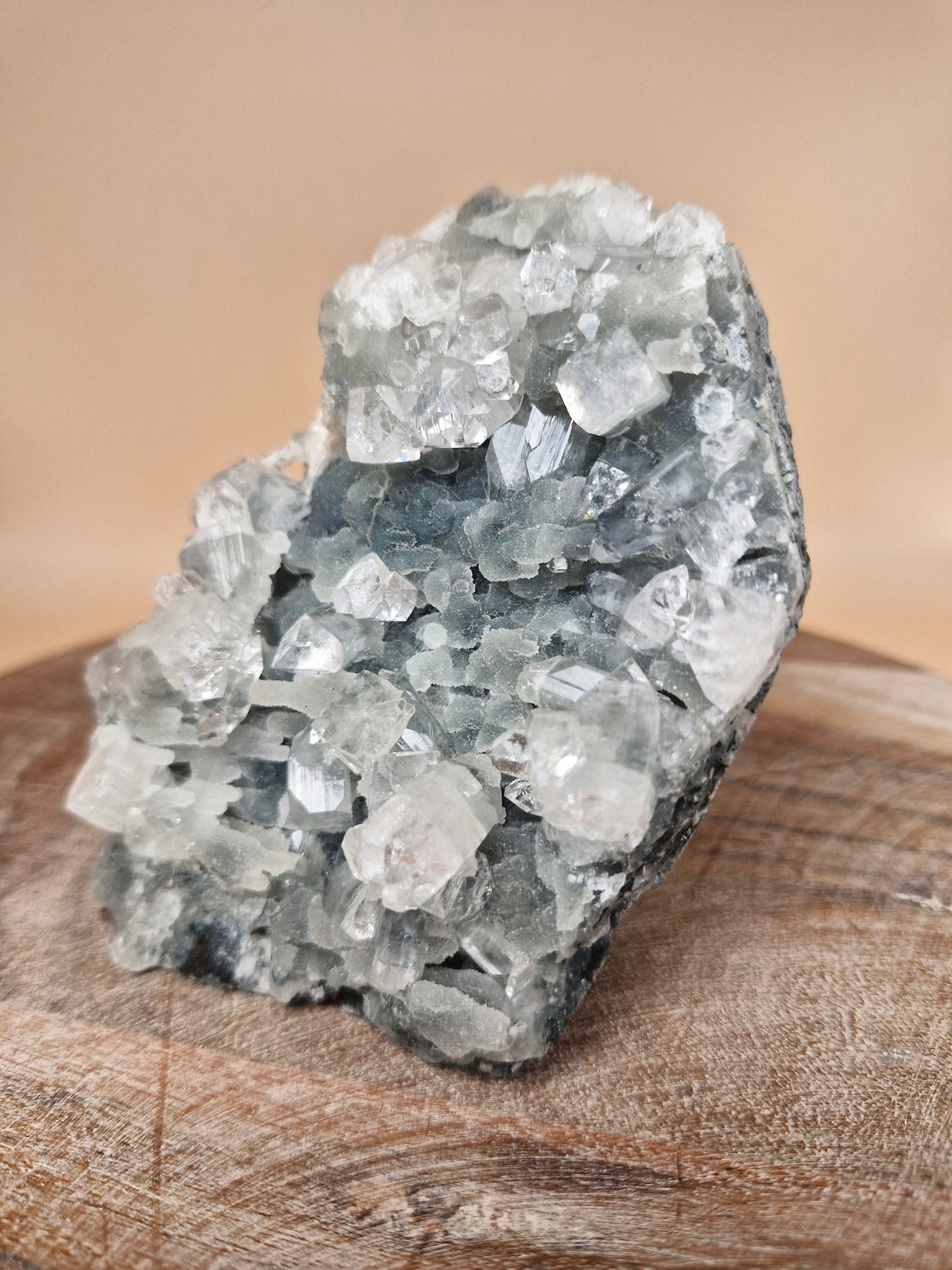 Apophyllite Cluster with Green Chalcedony