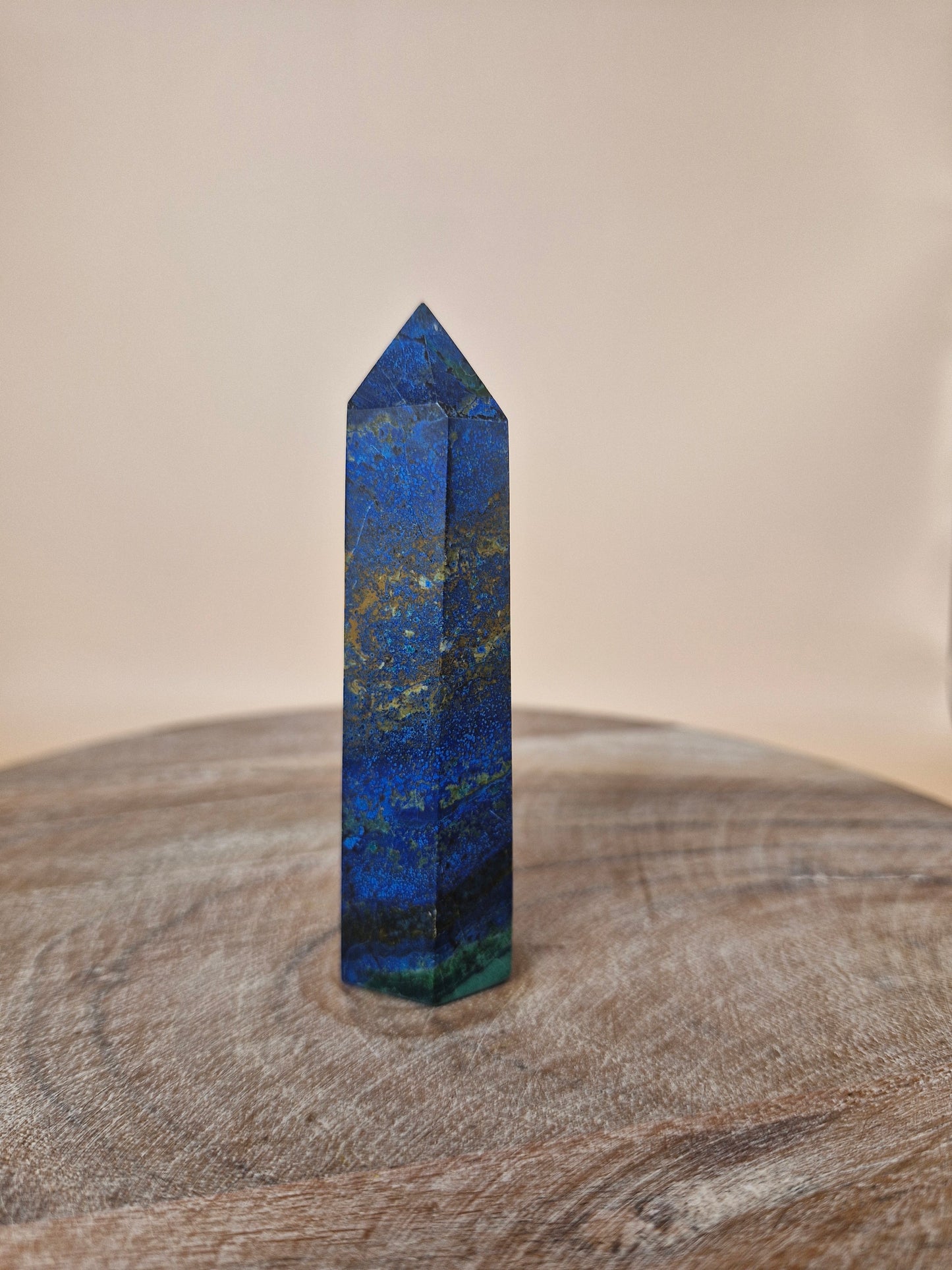 Azurite with Malachite Point