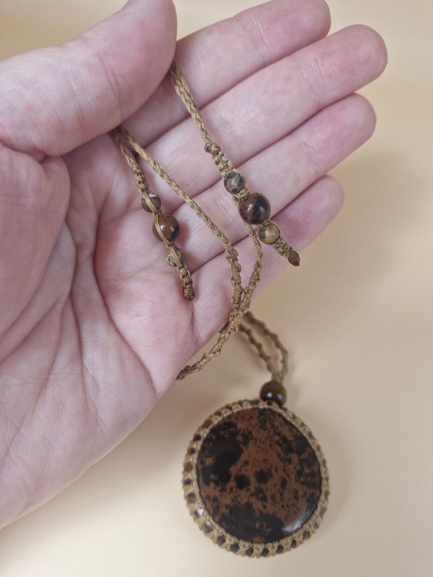 Macramé Mahogany Obsidian Necklace