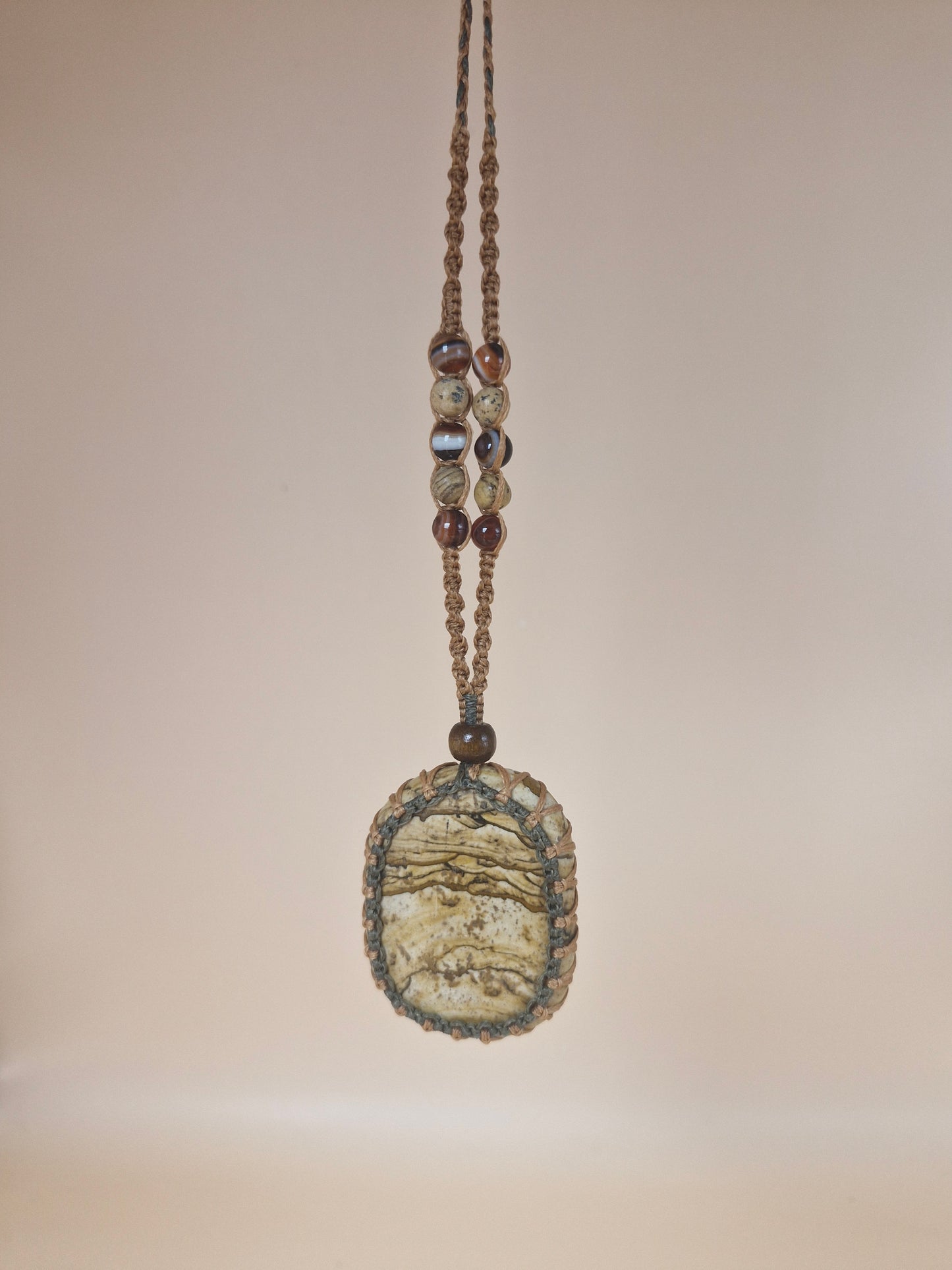 Macramé Landscape Jasper Necklace