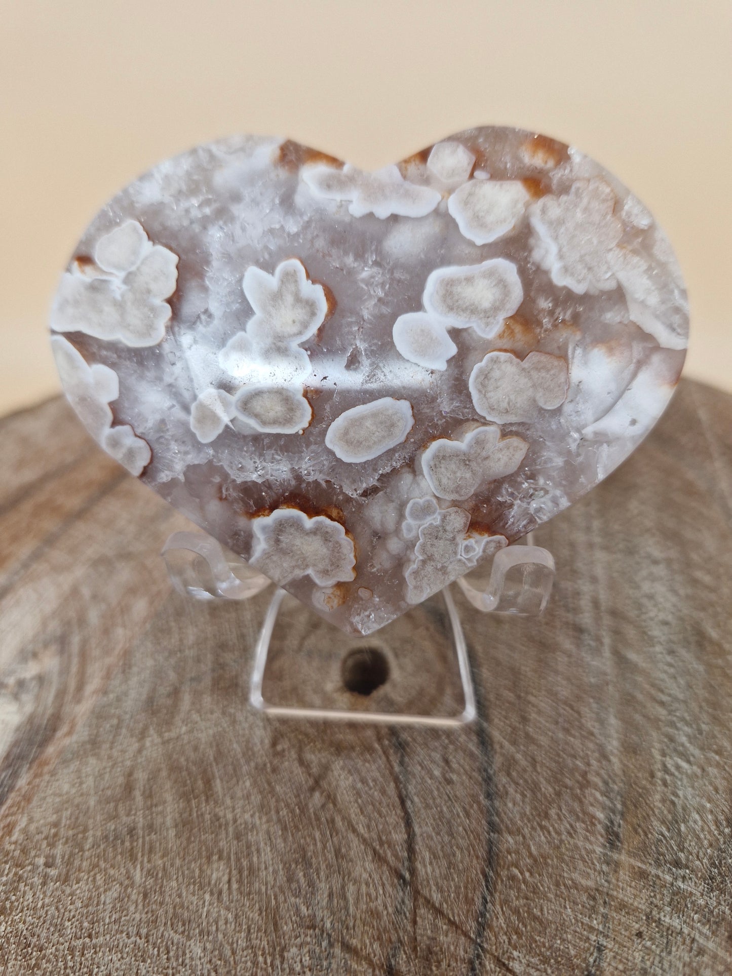 Pink Amethyst Flower Agate Heart (code PF2)