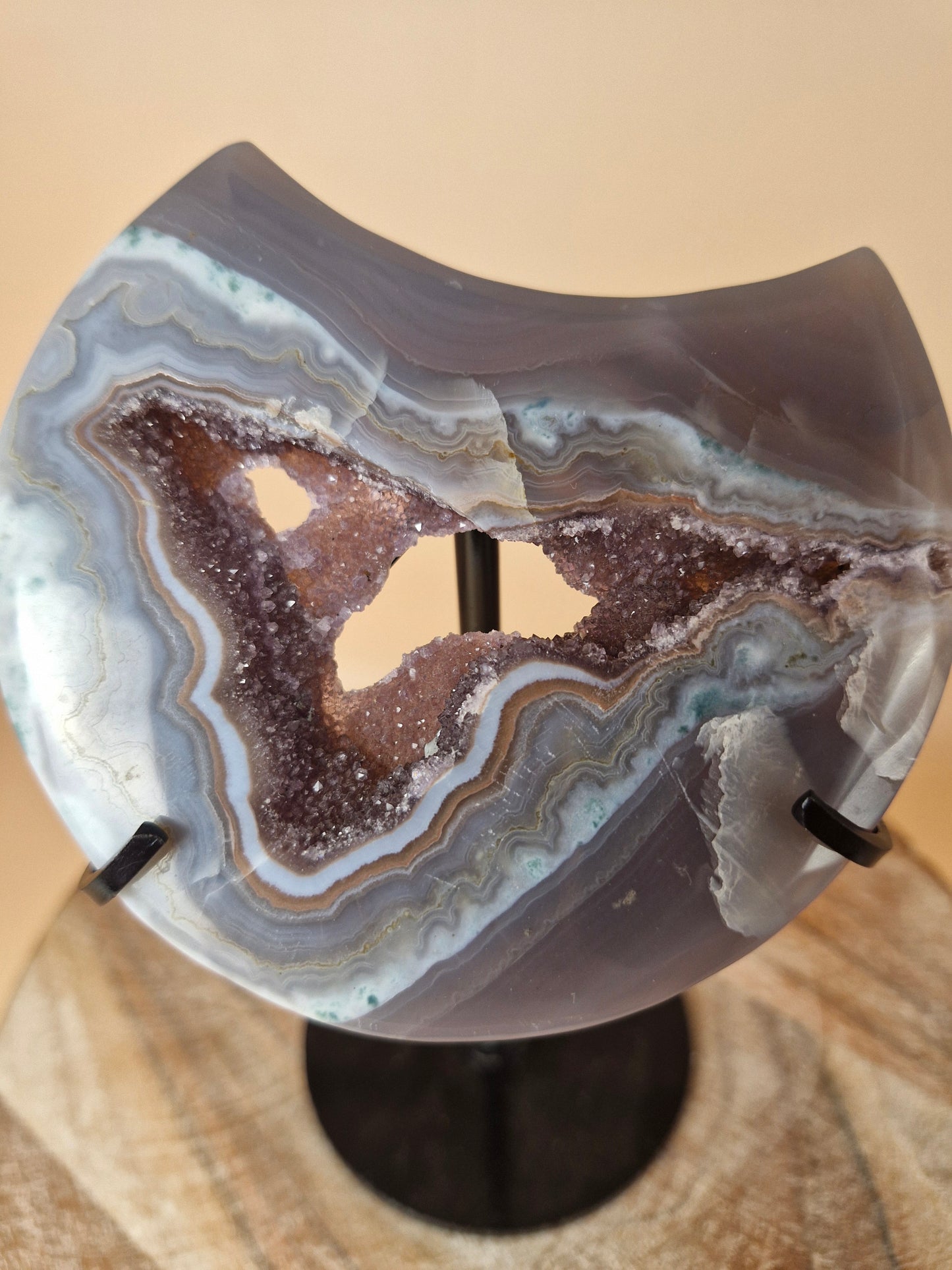 Druzy Agate Moon with Stand