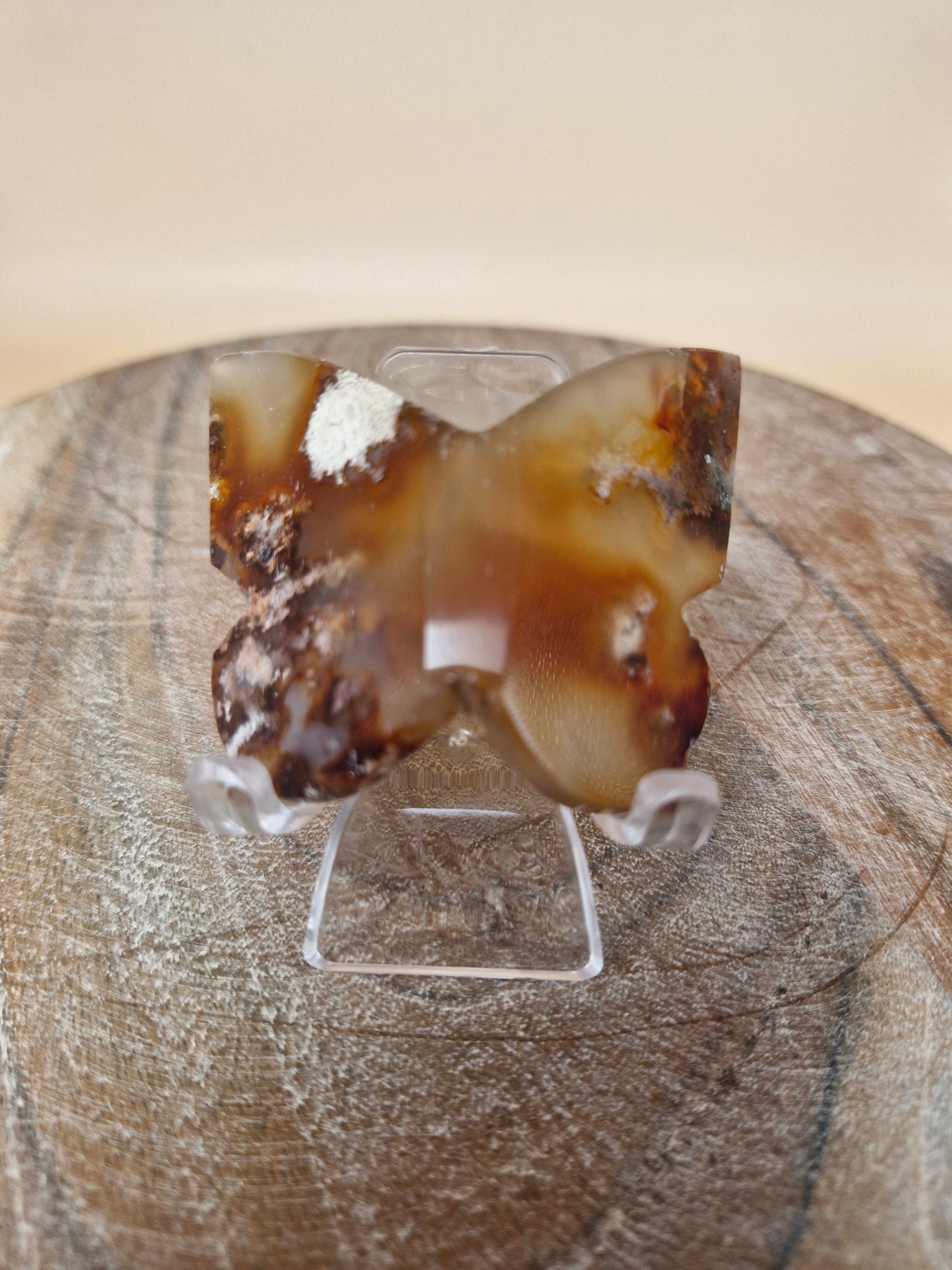 Carnelian Moss Agate Butterfly Carving (code B6)