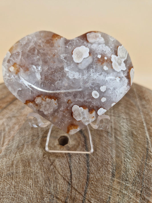Pink Amethyst Flower Agate Heart (code PF2)