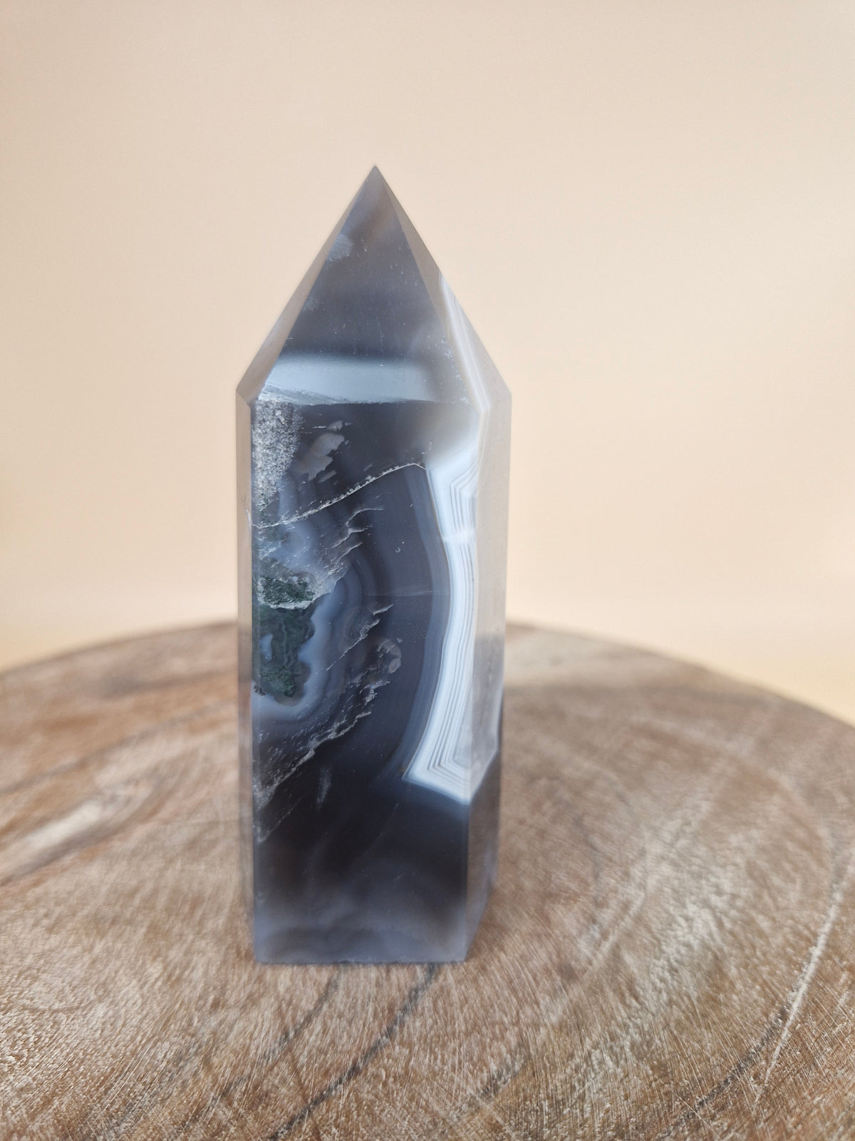 Moss Agate Tower with Quartz (MT3)