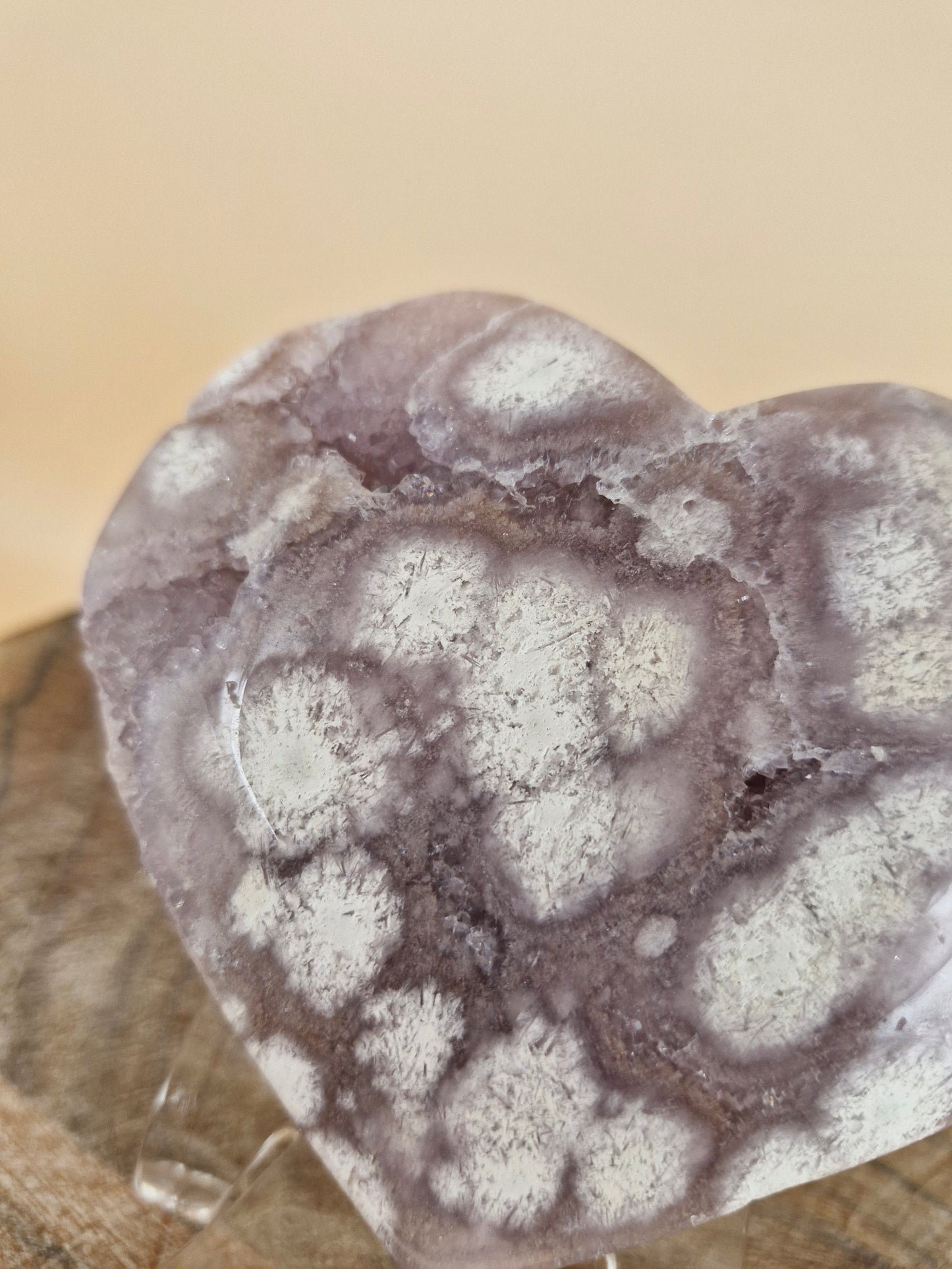 Pink Amethyst Flower Agate Heart (code PF4)