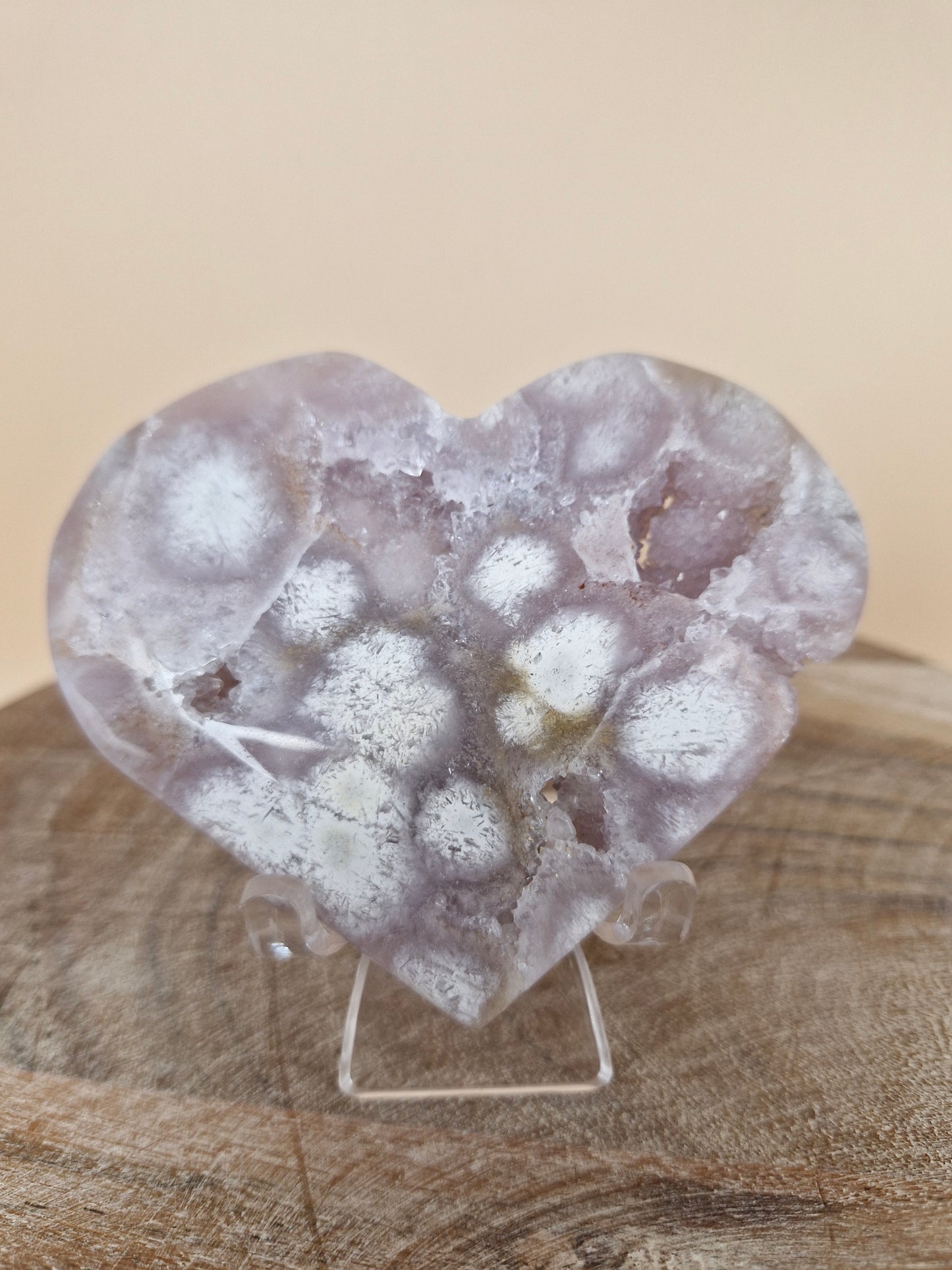 Pink Amethyst Flower Agate Heart (code PF6)