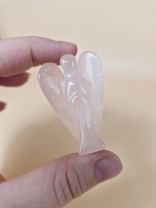 Rose Quartz Angel Carving - small