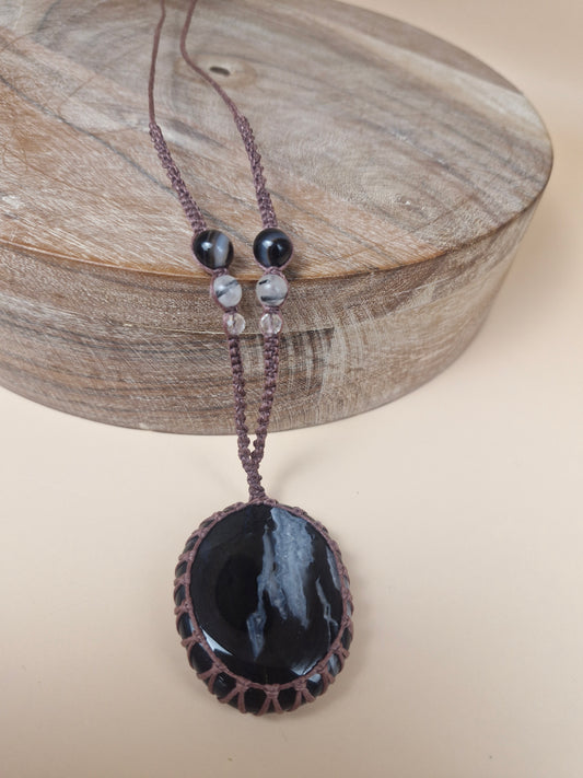 Macramé Sardonyx Jasper Necklace