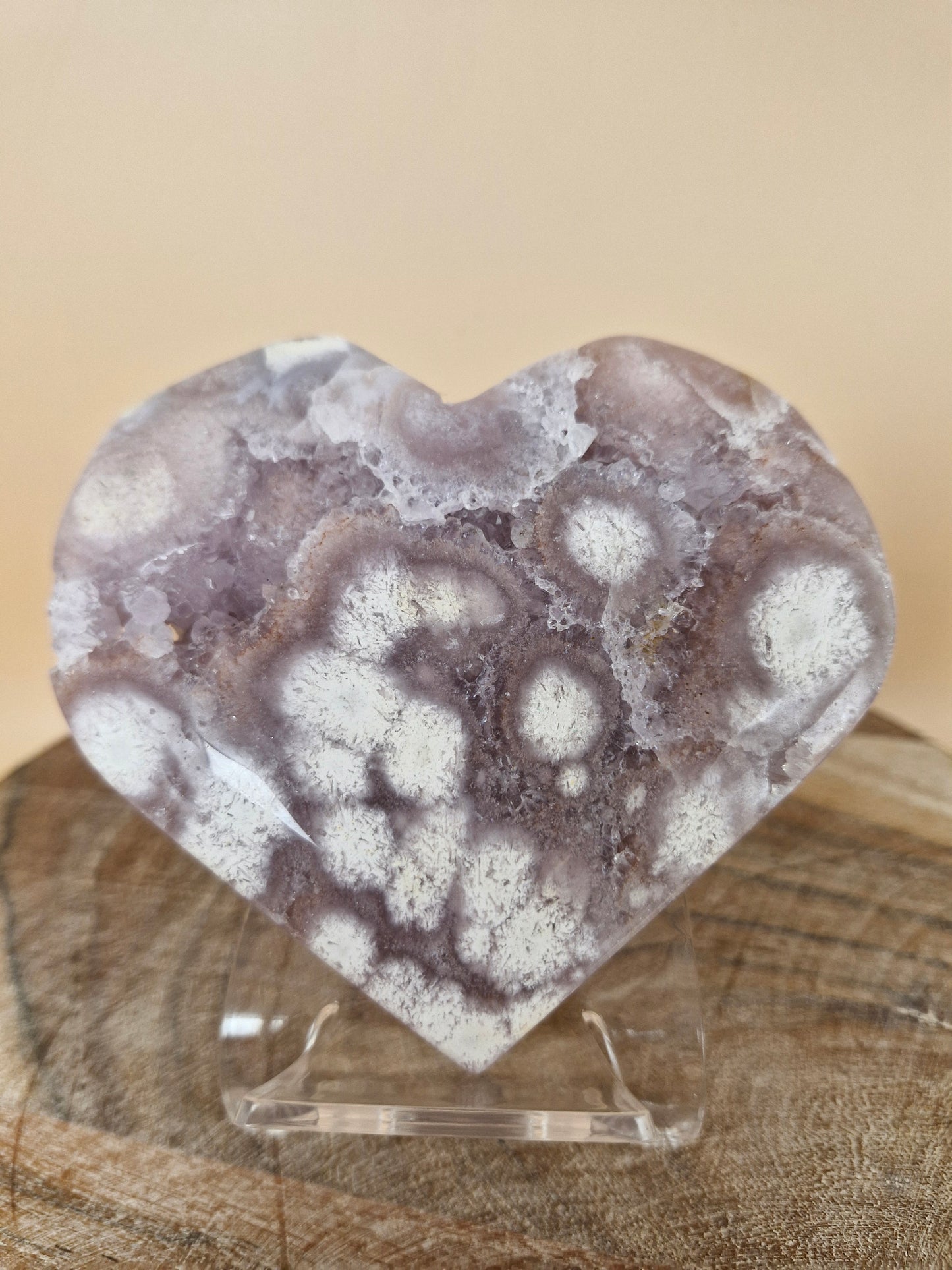 Pink Amethyst Flower Agate Heart (code PF4)