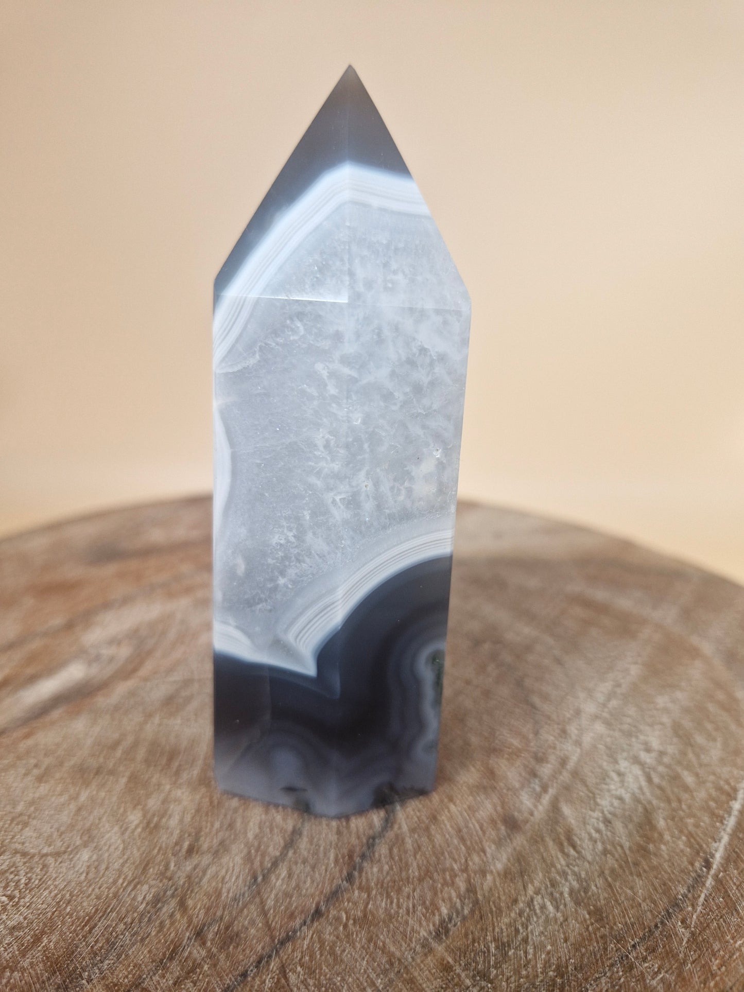 Moss Agate Tower with Quartz (MT3)