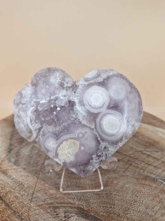 Pink Amethyst Flower Agate Heart (code PF5)