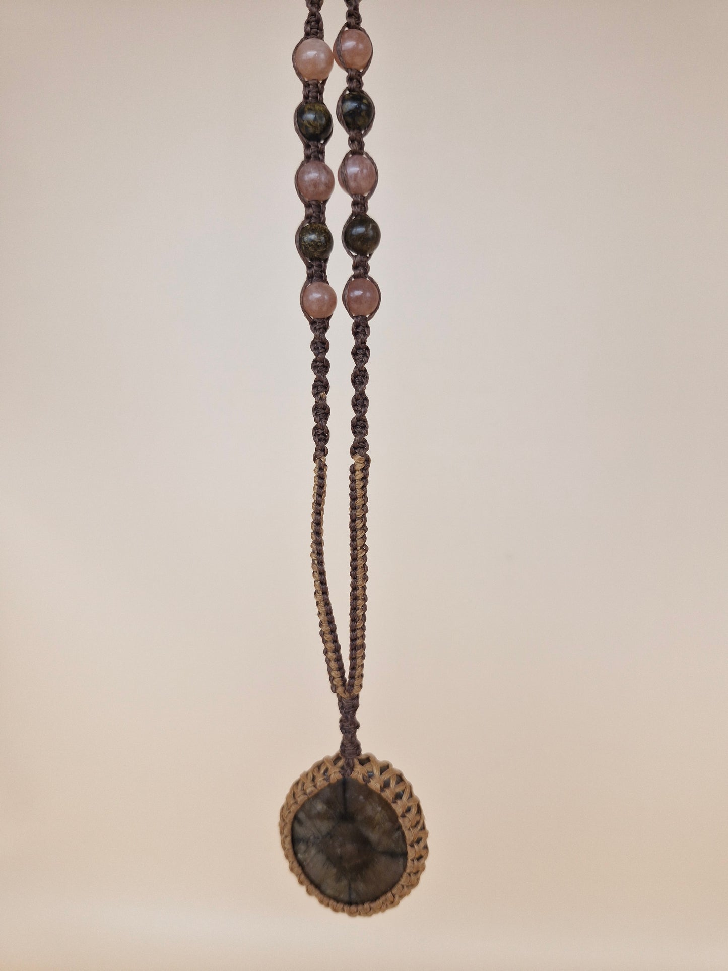 Macramé Chiastolite Necklace