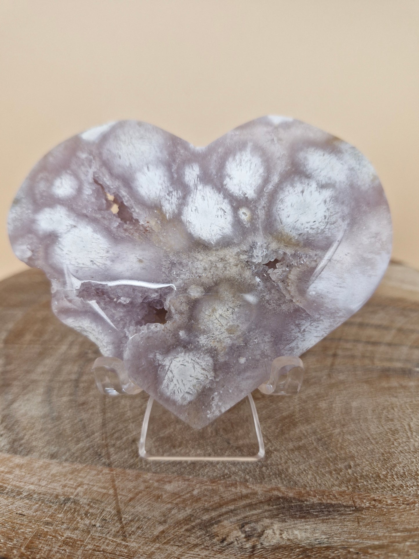 Pink Amethyst Flower Agate Heart (code PF6)