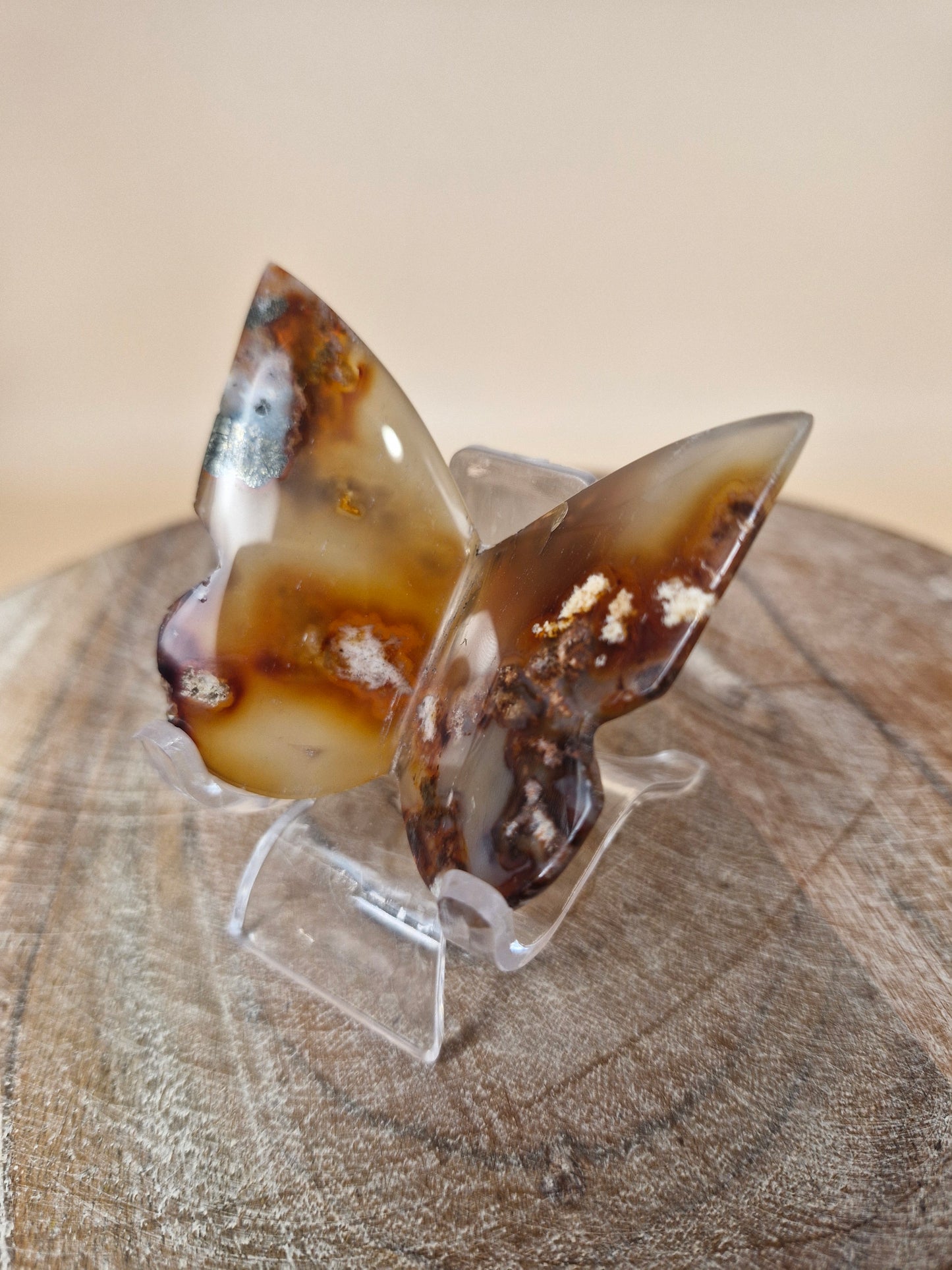 Carnelian Moss Agate Butterfly Carving (code B6)