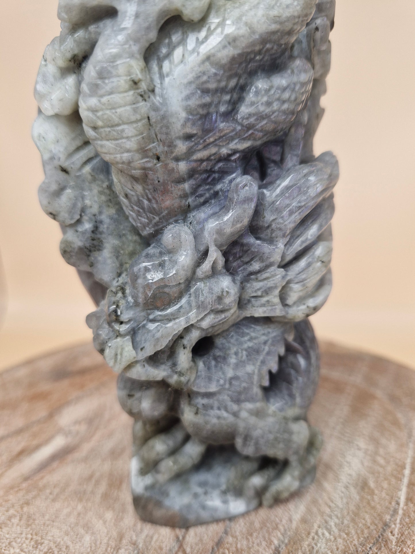 Labradorite Chinese Water Dragon Carving