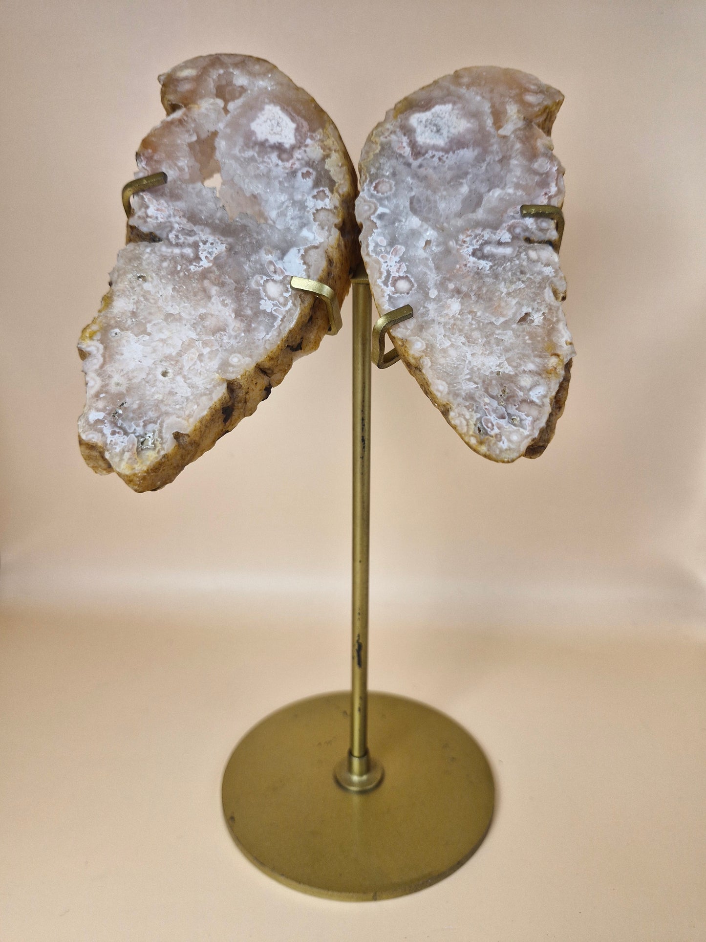 Pink Amethyst Wings with Quartz Druzy