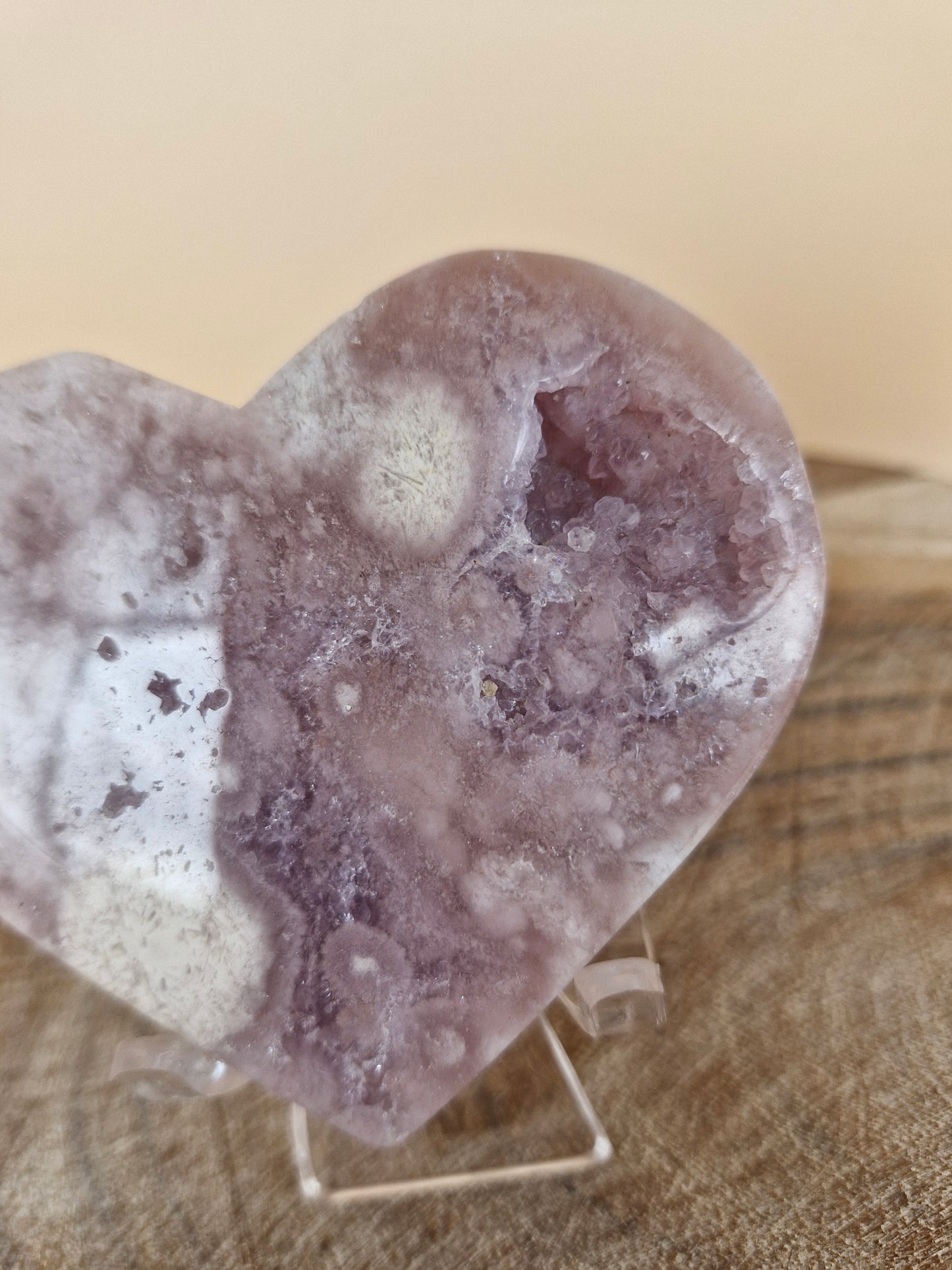 Pink Amethyst Flower Agate Heart (code PF7)
