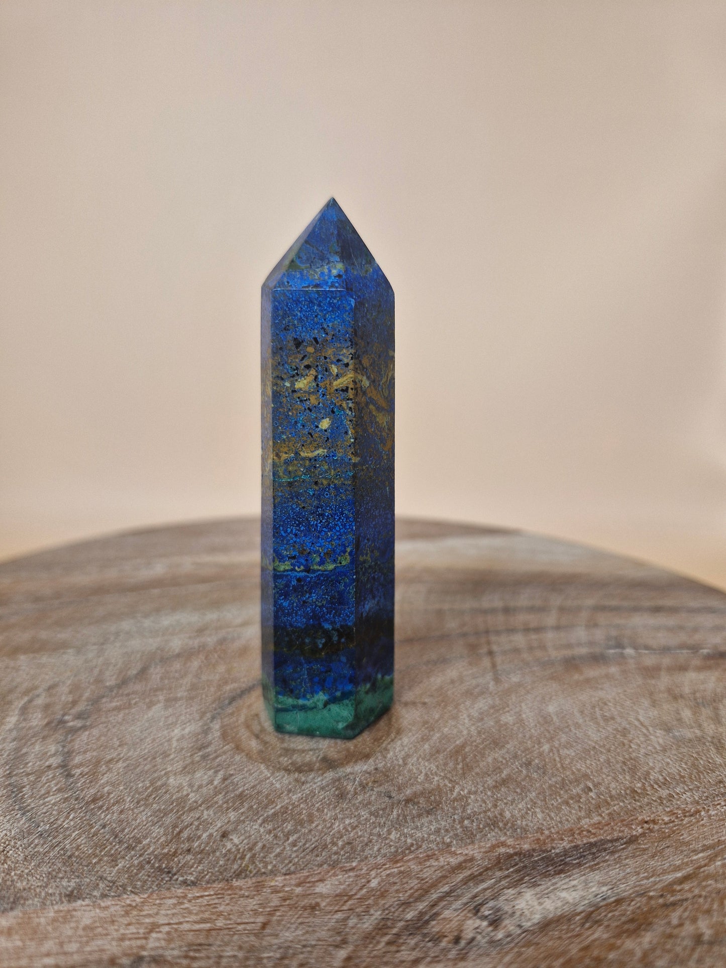 Azurite with Malachite Point