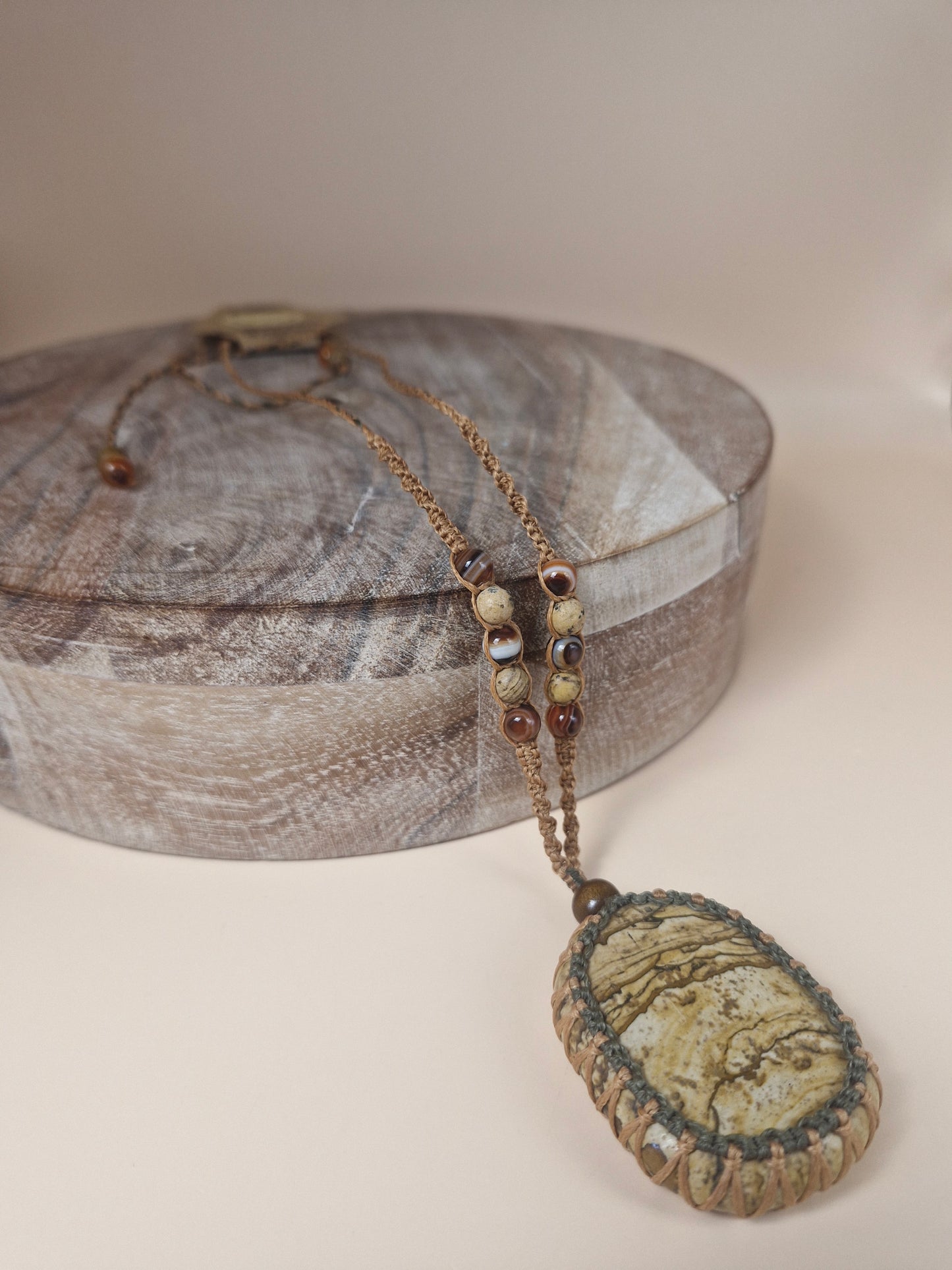 Macramé Landscape Jasper Necklace