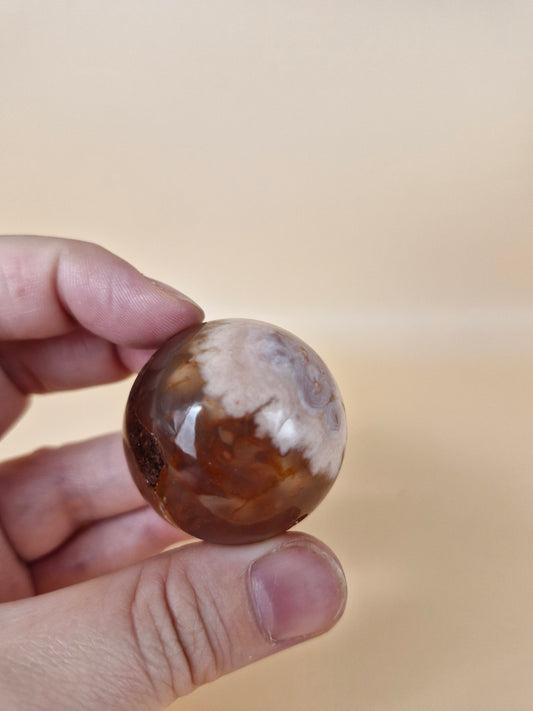 Carnelian & Flower Agate Sphere - small