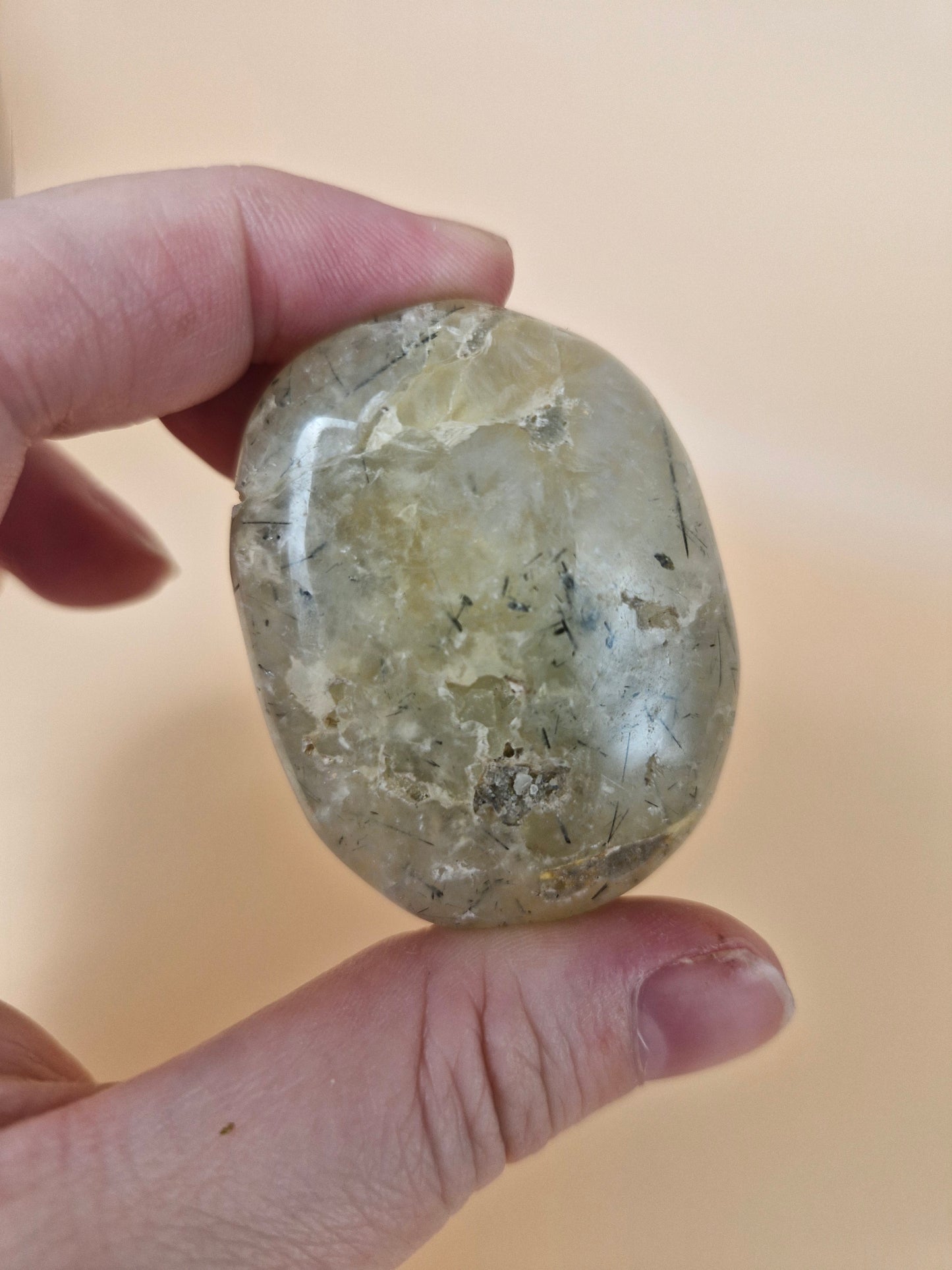 Epidote in Prehnite Palm Stone (code CC)