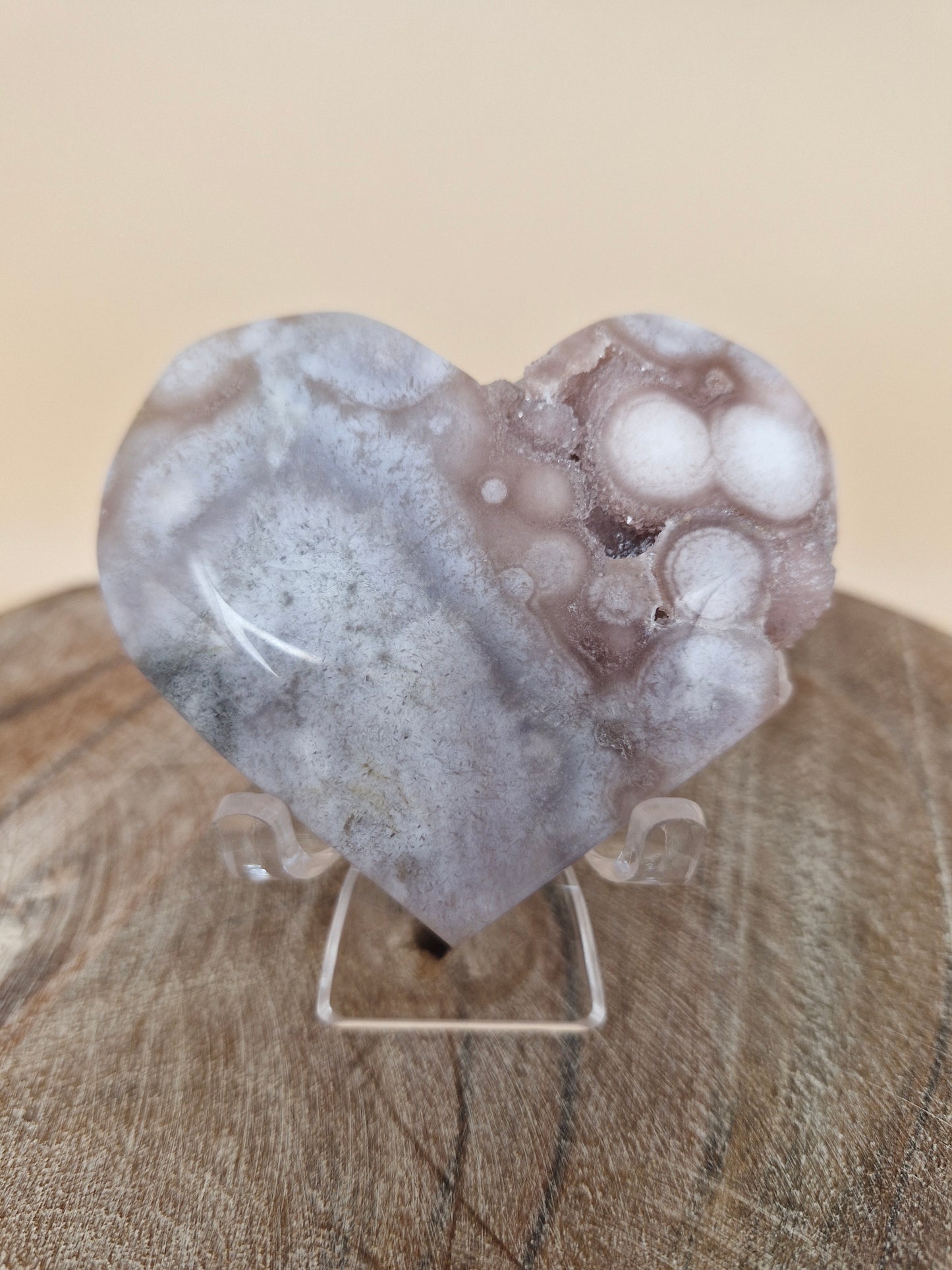 Pink Amethyst Flower Agate Heart (code PF1)