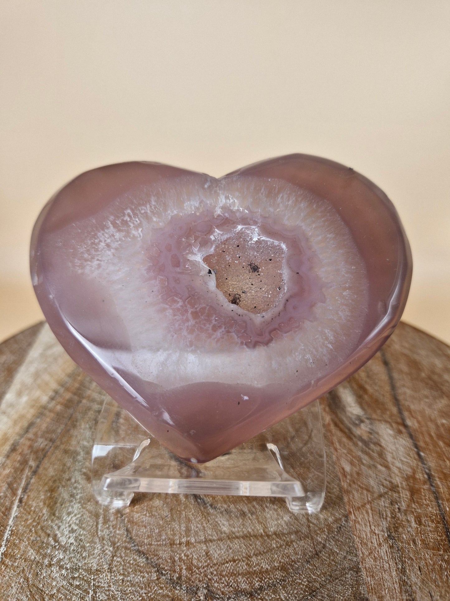 Pink Agate Druzy Heart (code H2)