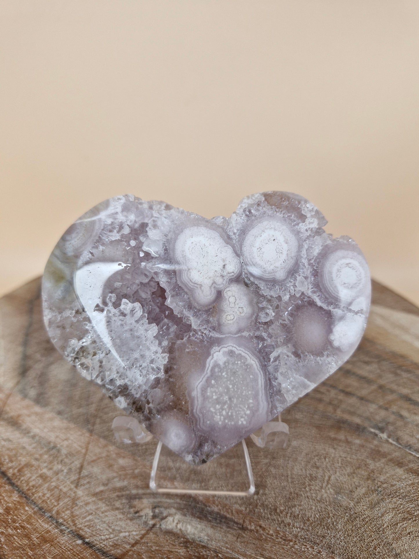 Pink Amethyst Flower Agate Heart (code PF5)