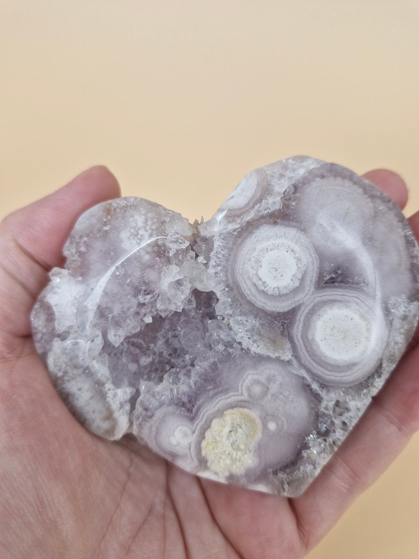Pink Amethyst Flower Agate Heart (code PF5)