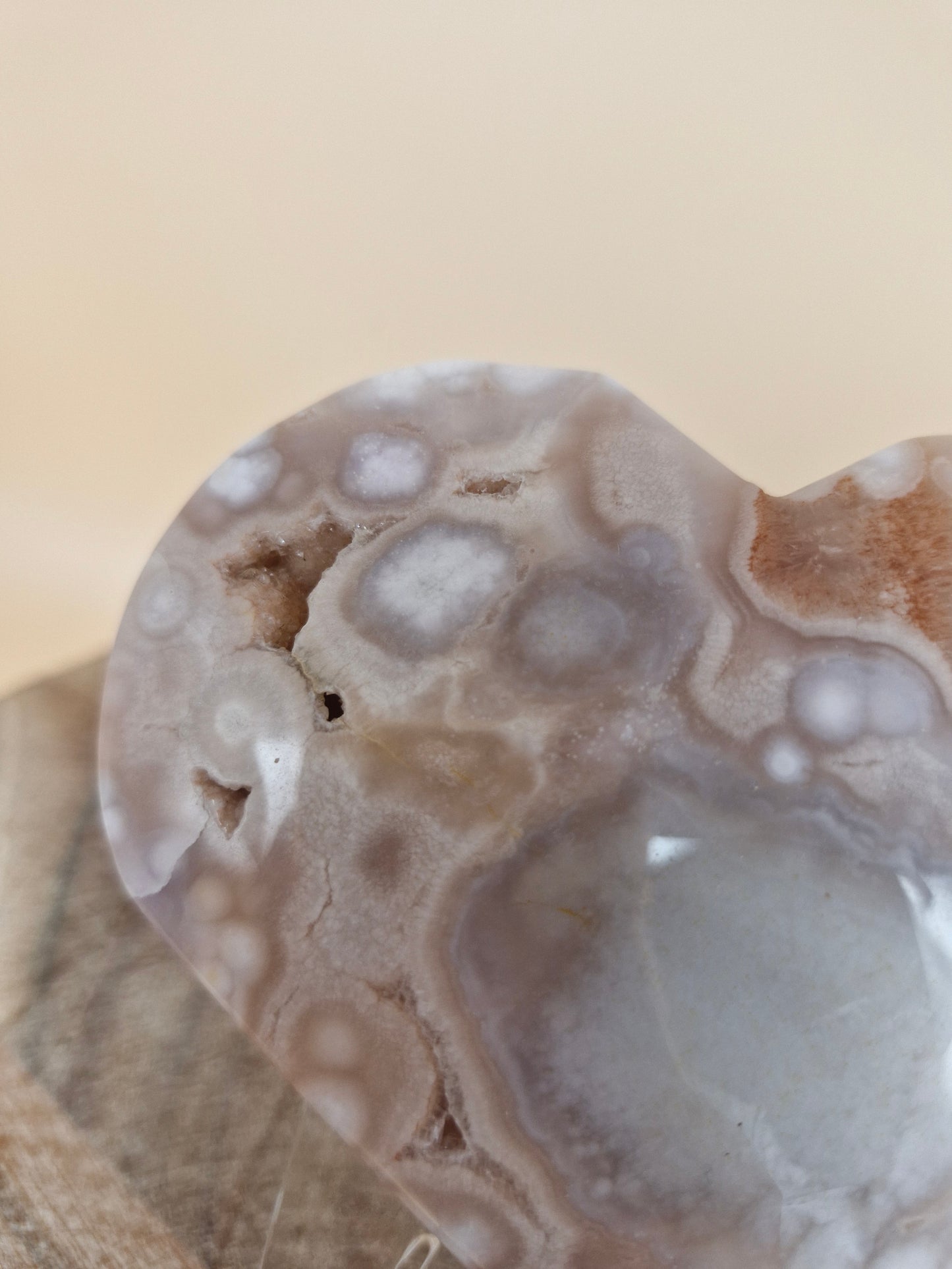 Pink Amethyst Flower Agate Heart (code PF3)