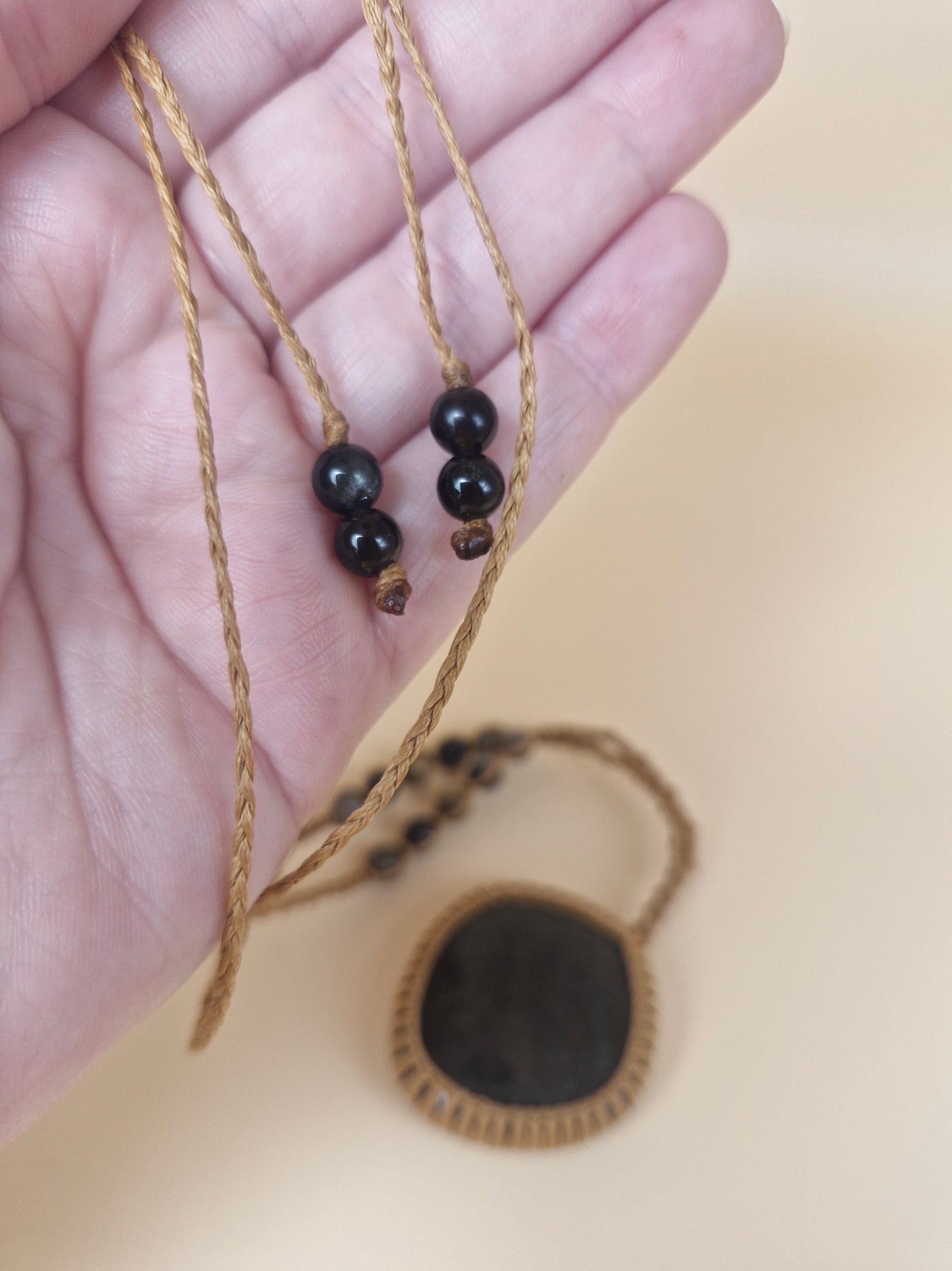 Macramé Golden Sheen Obsidian Necklace