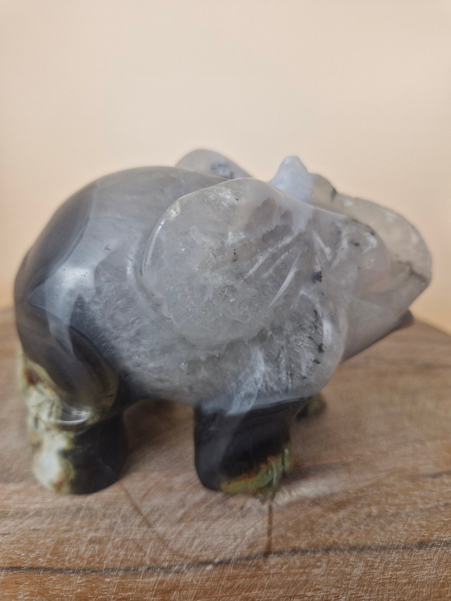 Volcanic Agate Elephant Carving